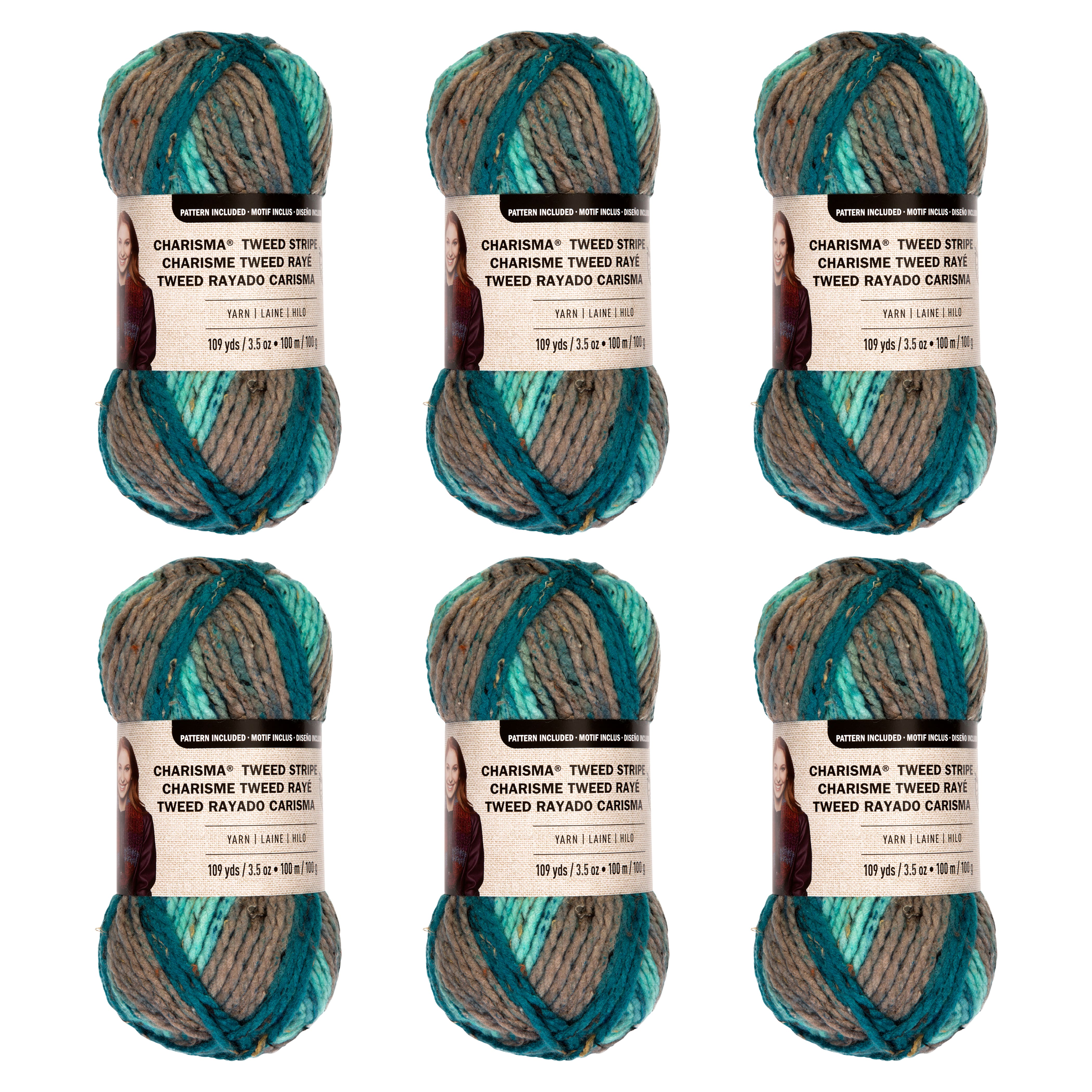 6 Pack: Charisma™ Tweed Stripe Yarn by Loops & Threads®