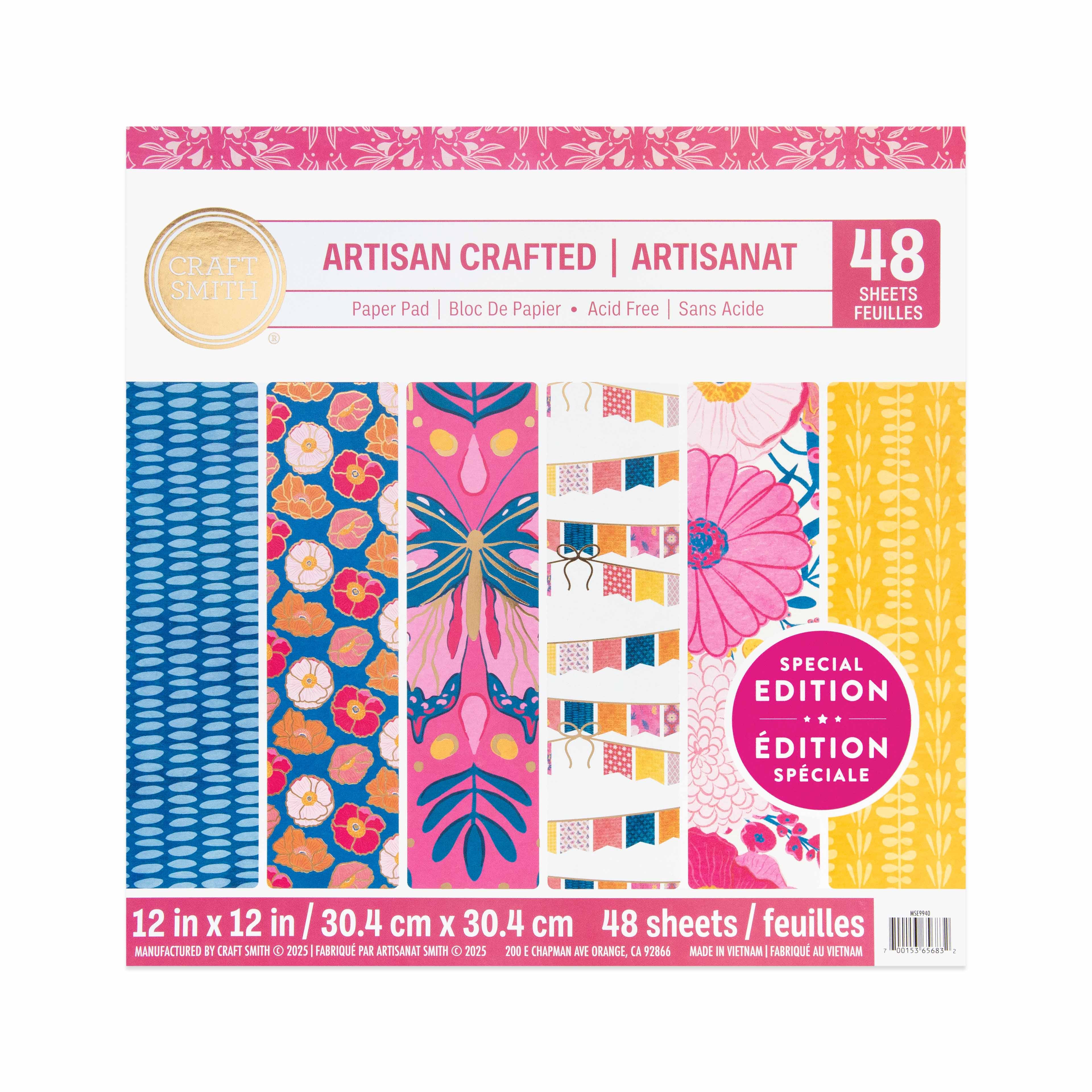 Craft Smith 12&#x22; x 12&#x22; Artisan Crafted Paper Pad, 48 Sheets