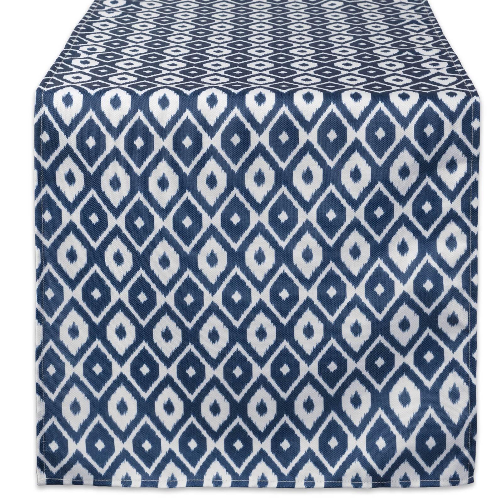 Blue Ikat Outdoor Table Runner 14" x 108"