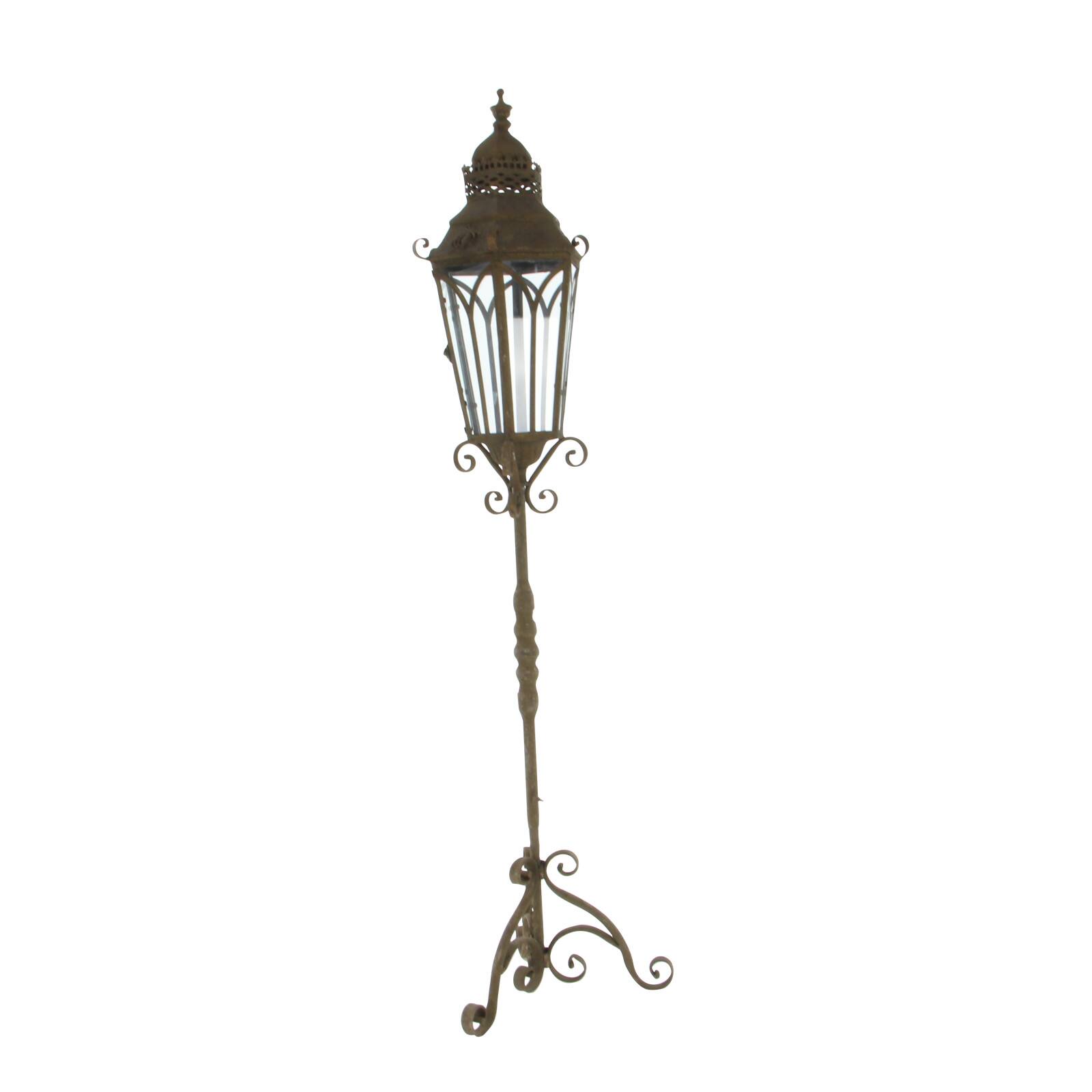 4.5ft. Brown Iron Rustic Candle Holder Lantern