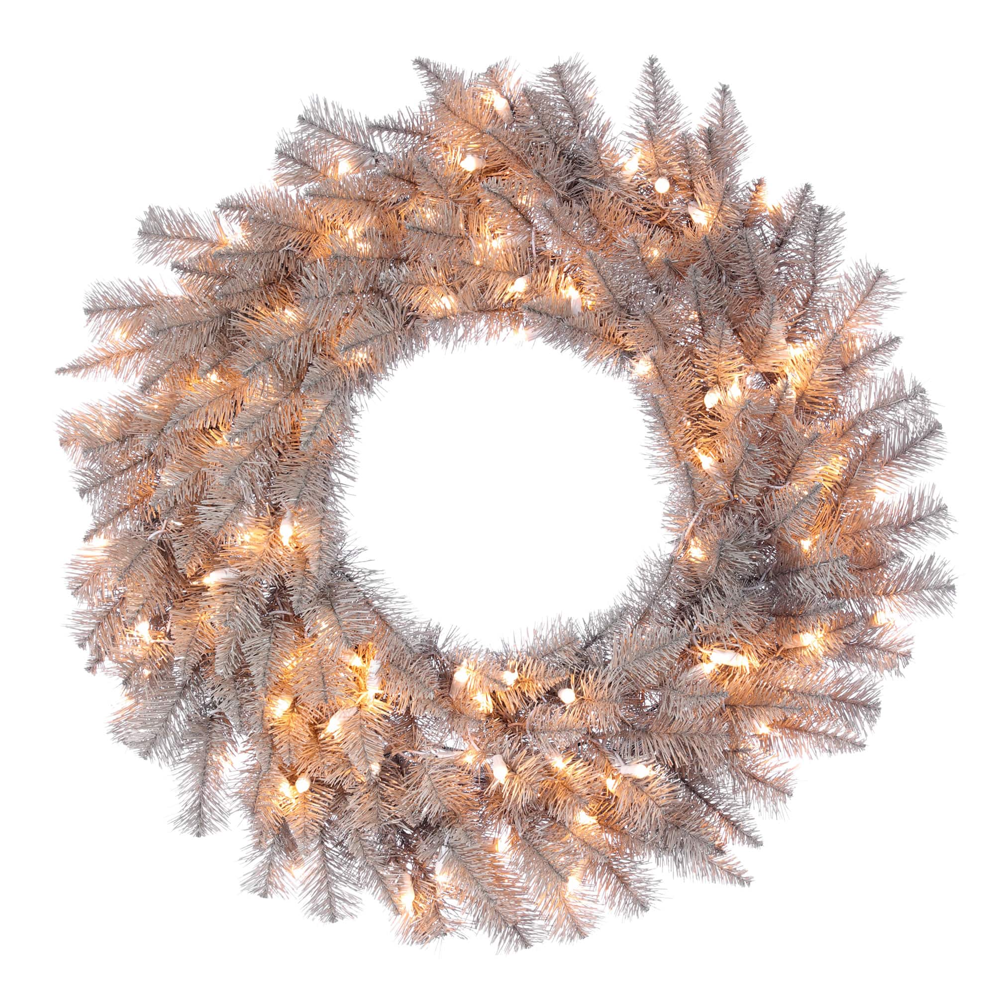 30&#x22; Pre-Lit Platinum Fir Artificial Christmas Wreath, Clear Dura-lit Incandescent Lights