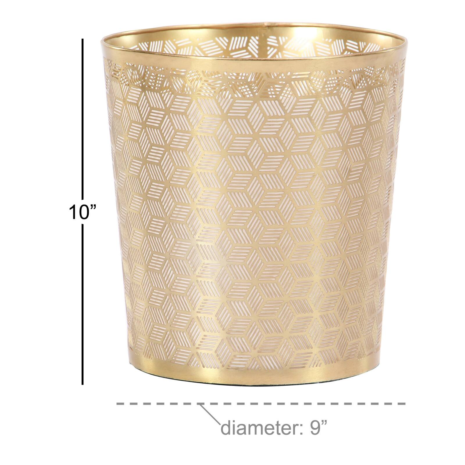 CosmoLiving by Cosmopolitan 10" Geometric Gold Glam Small Waste Bin
