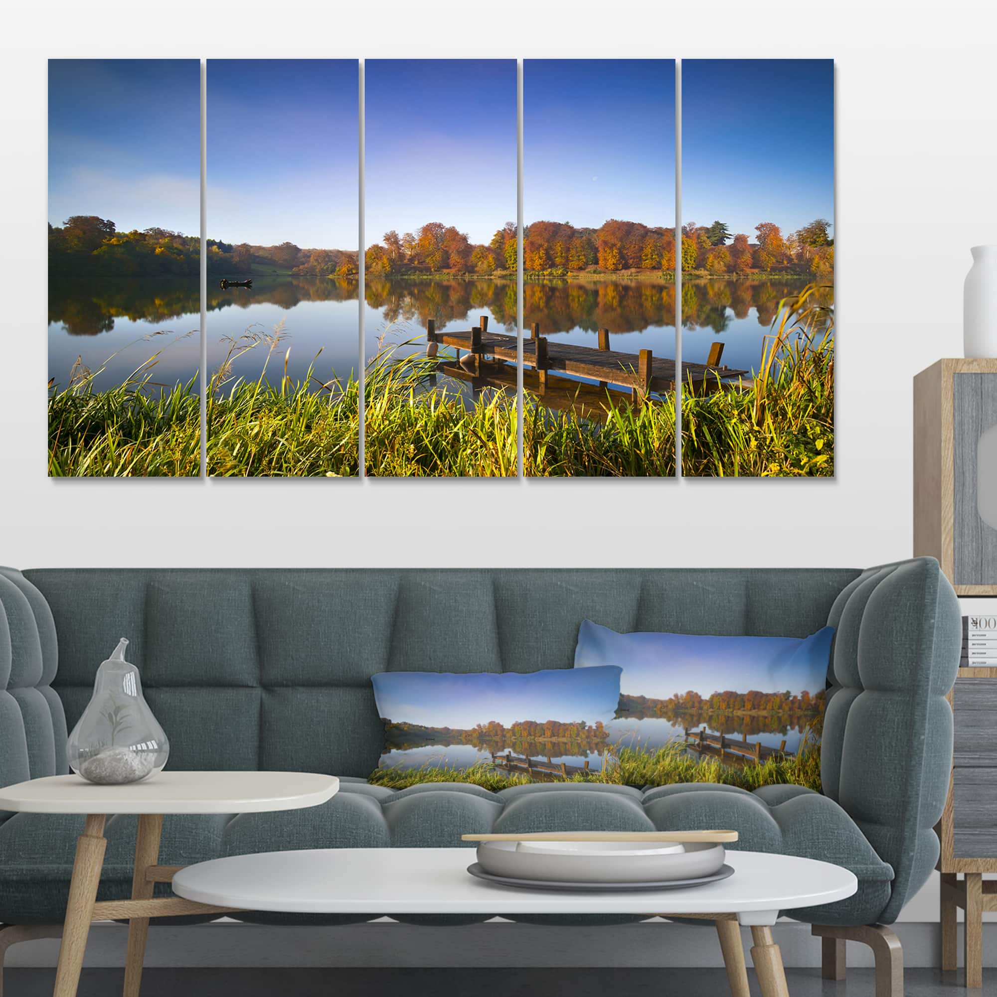 Designart - Still Waters of Fall Lake - Landscape Canvas Art Print