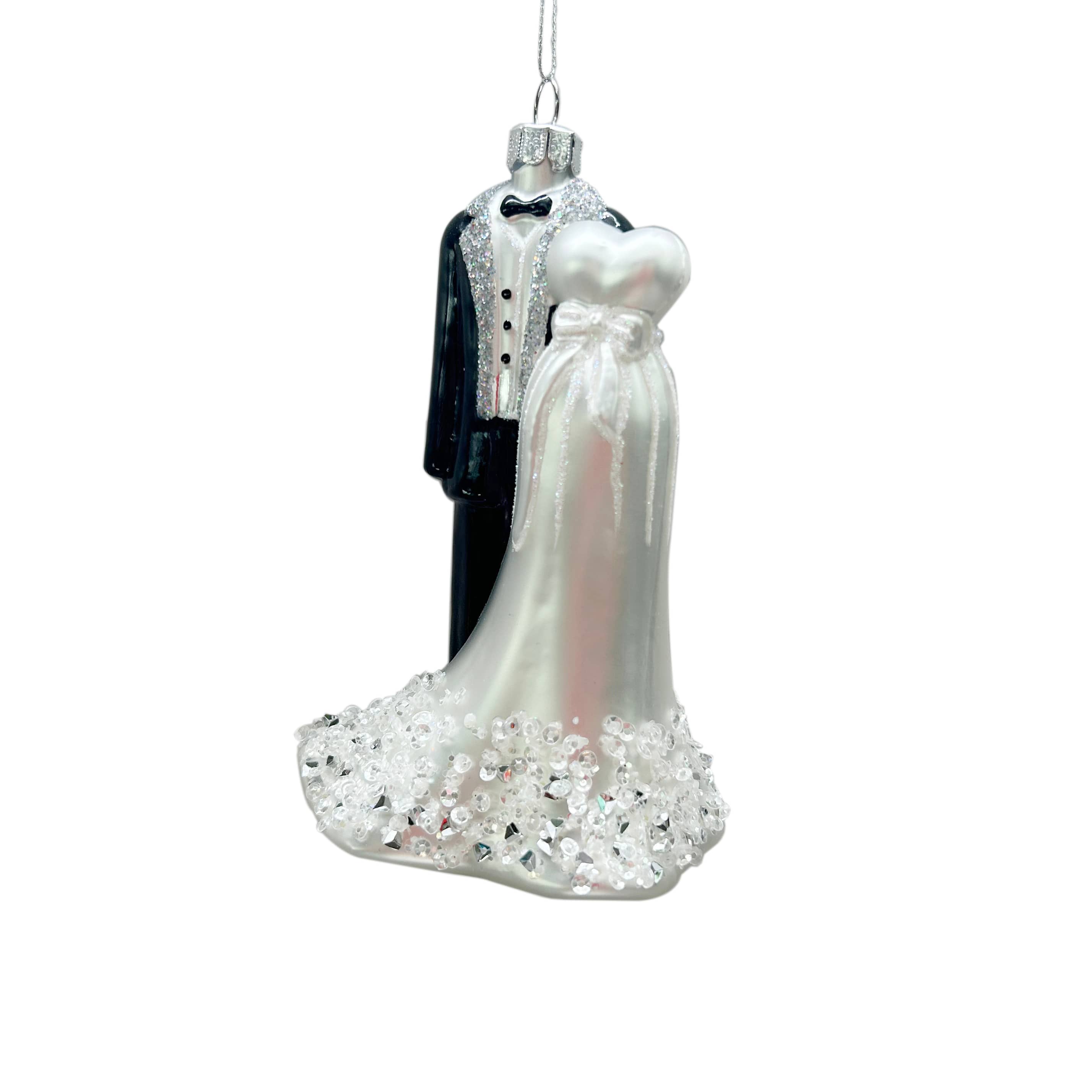 5&#x22; Black &#x26; White Wedding Outfits Glass Ornament by Ashland&#xAE;