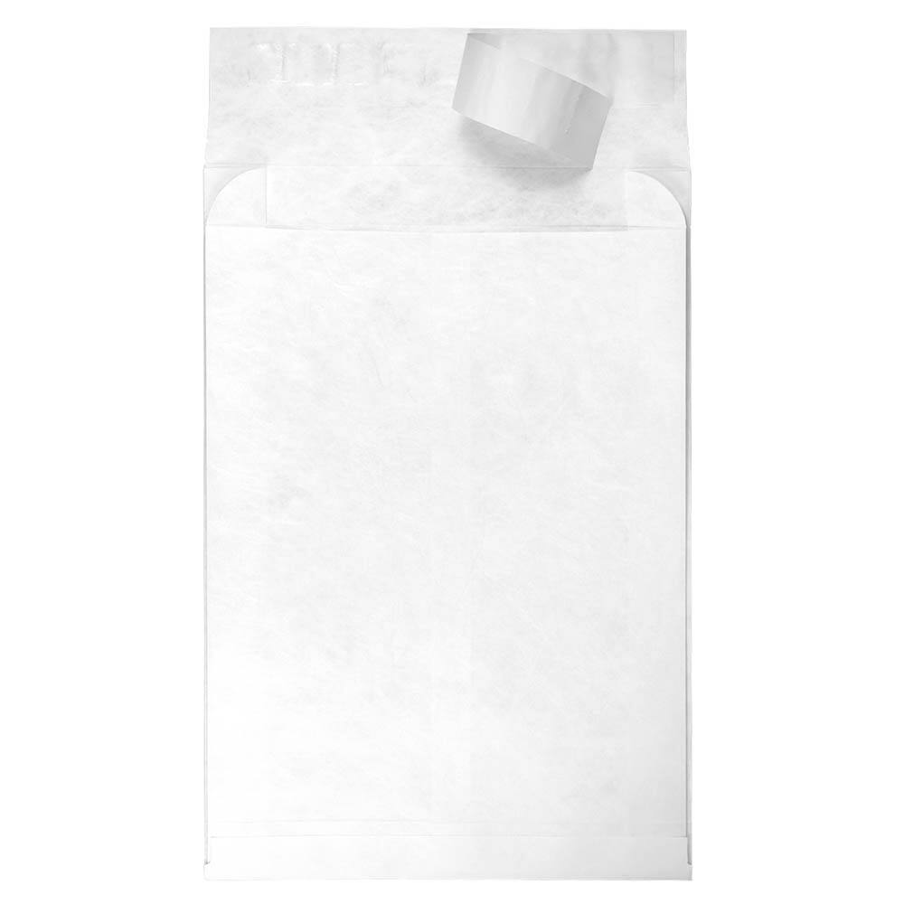 JAM Paper White Tyvek® Expandable Open End Peel & Seal Closure Envelopes, 100ct.