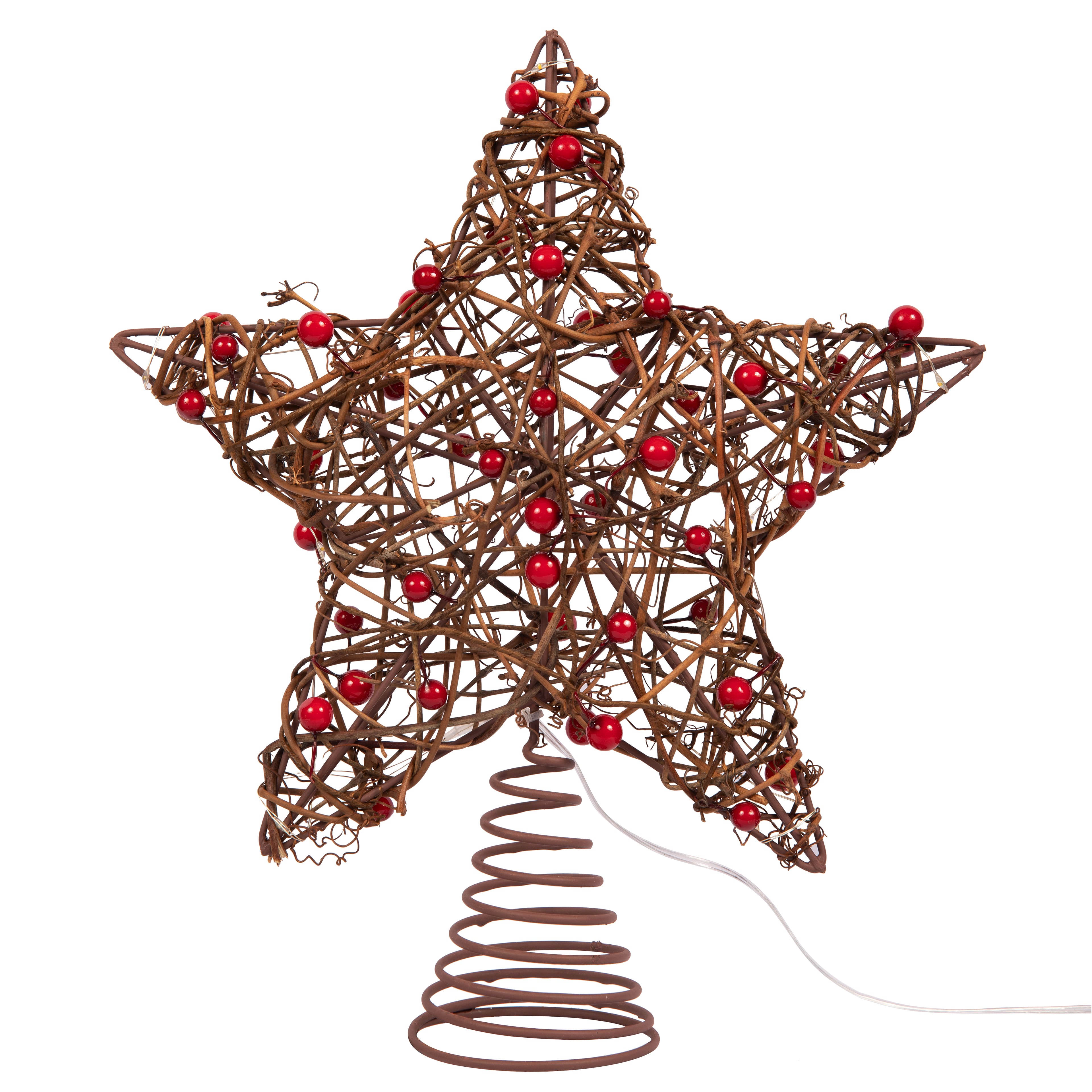 11.75&#x22; Grapevine Star with Red Berries LED Tree Topper by Ashland&#xAE;