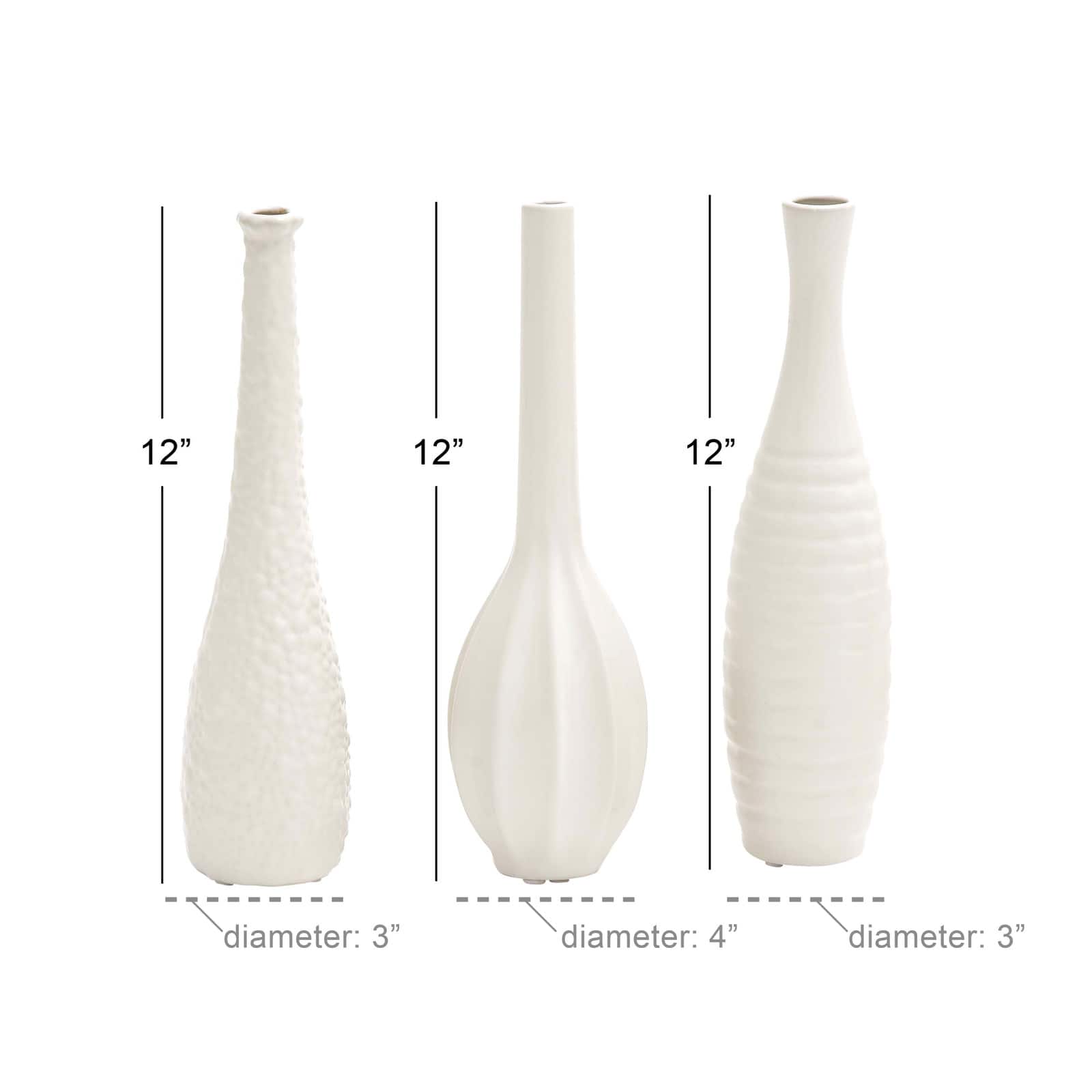 CosmoLiving by Cosmopolitan White Stoneware Modern Vase Set