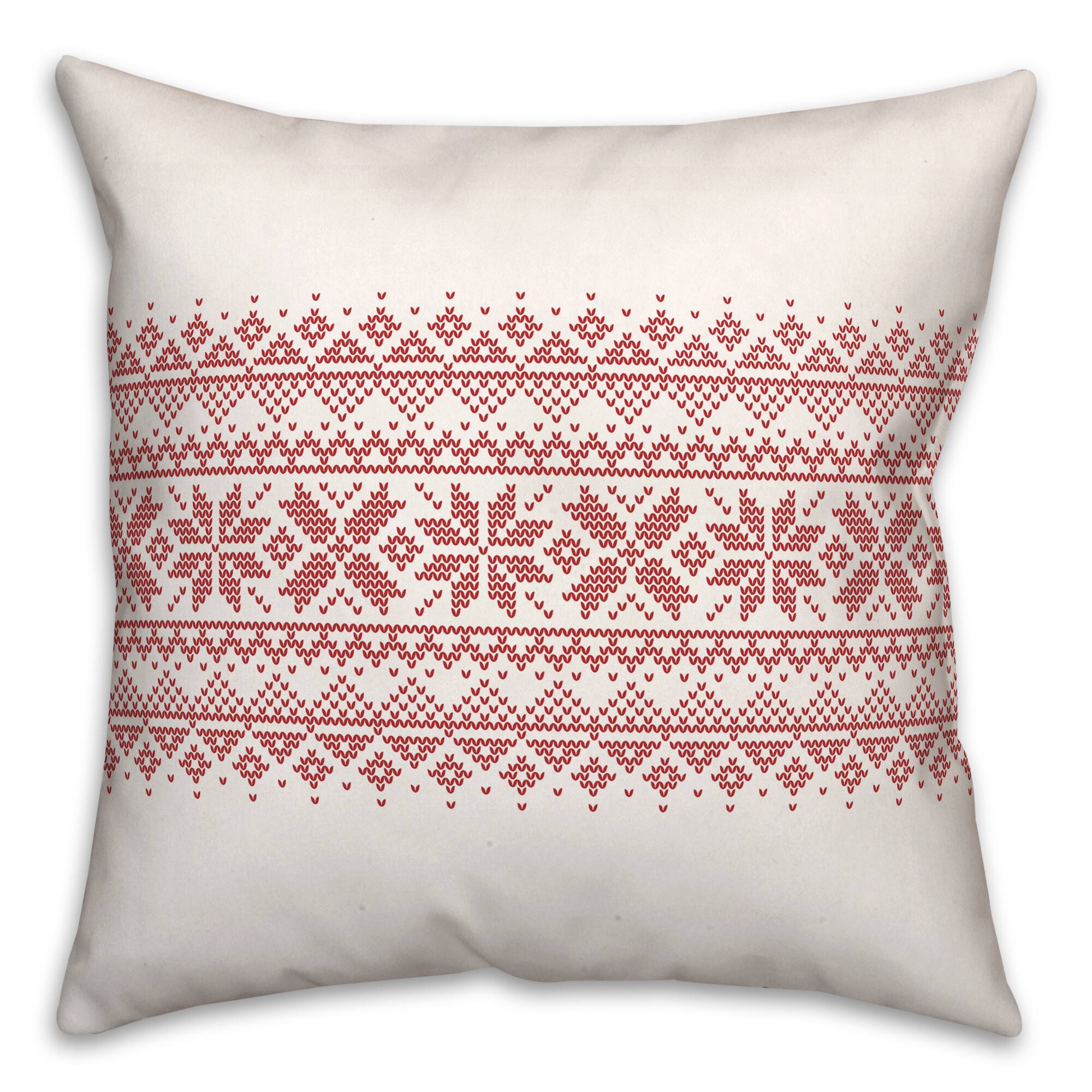 Knit Snowflakes 18x18 Throw Pillow