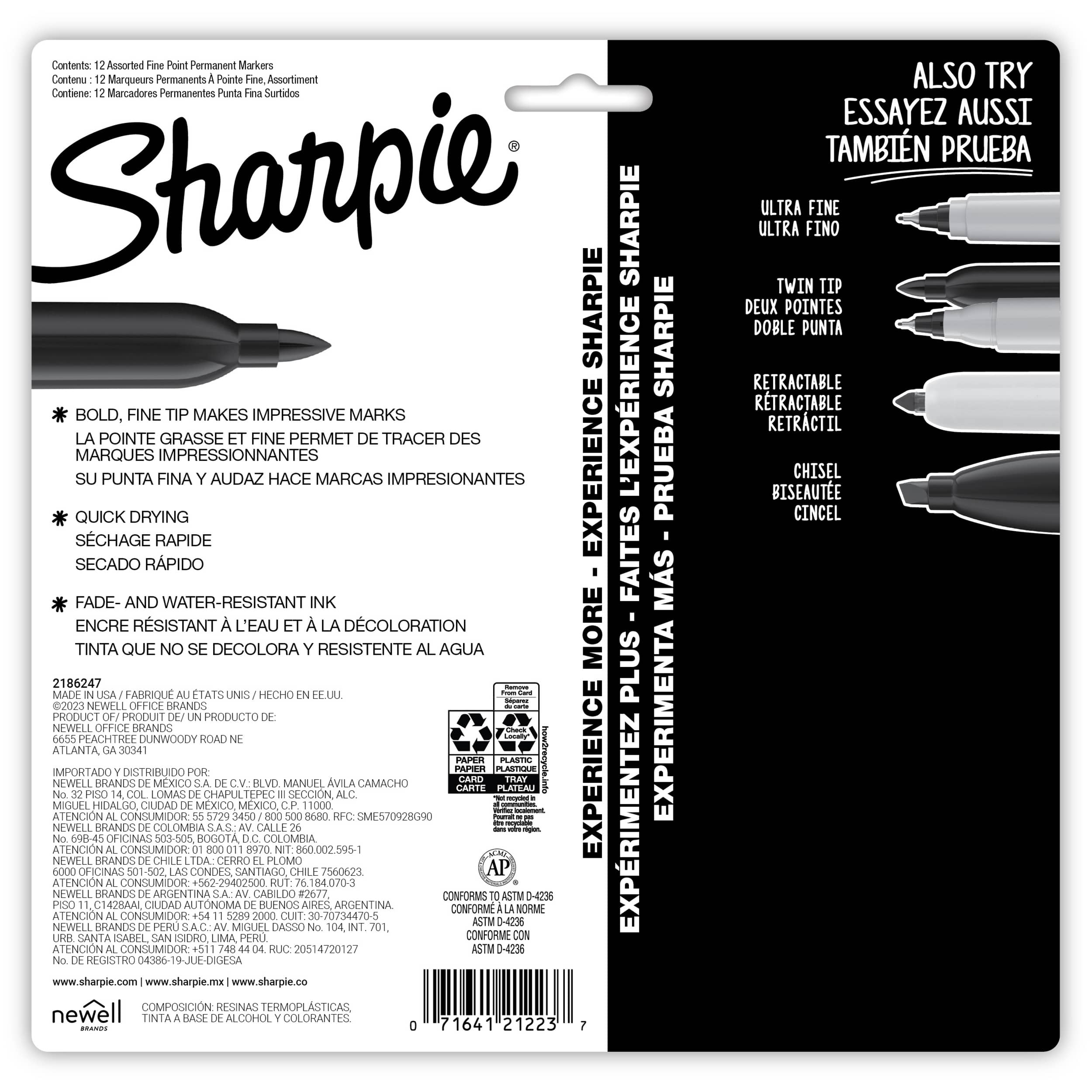 Sharpie&#xAE; Glam Pop 12 Color Fine Tip Permanent Markers