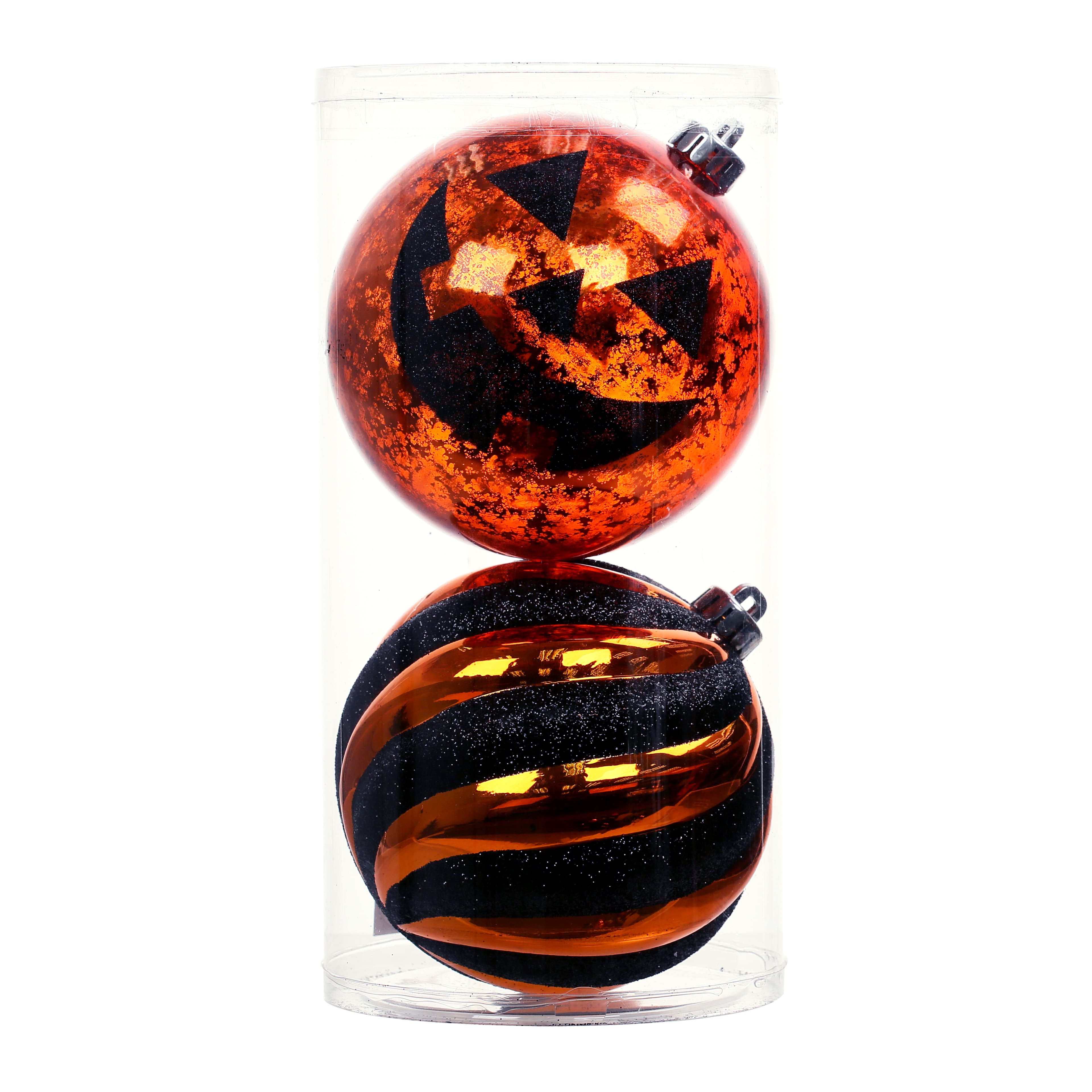 6&#x22; Black &#x26; Orange Plastic Ball Ornament Set by Ashland&#xAE;
