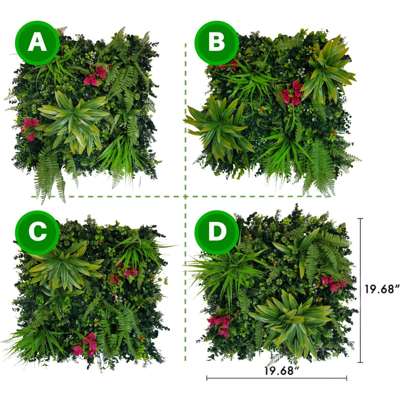 20" Verona Style Plant Living Wall Panels, 4ct.