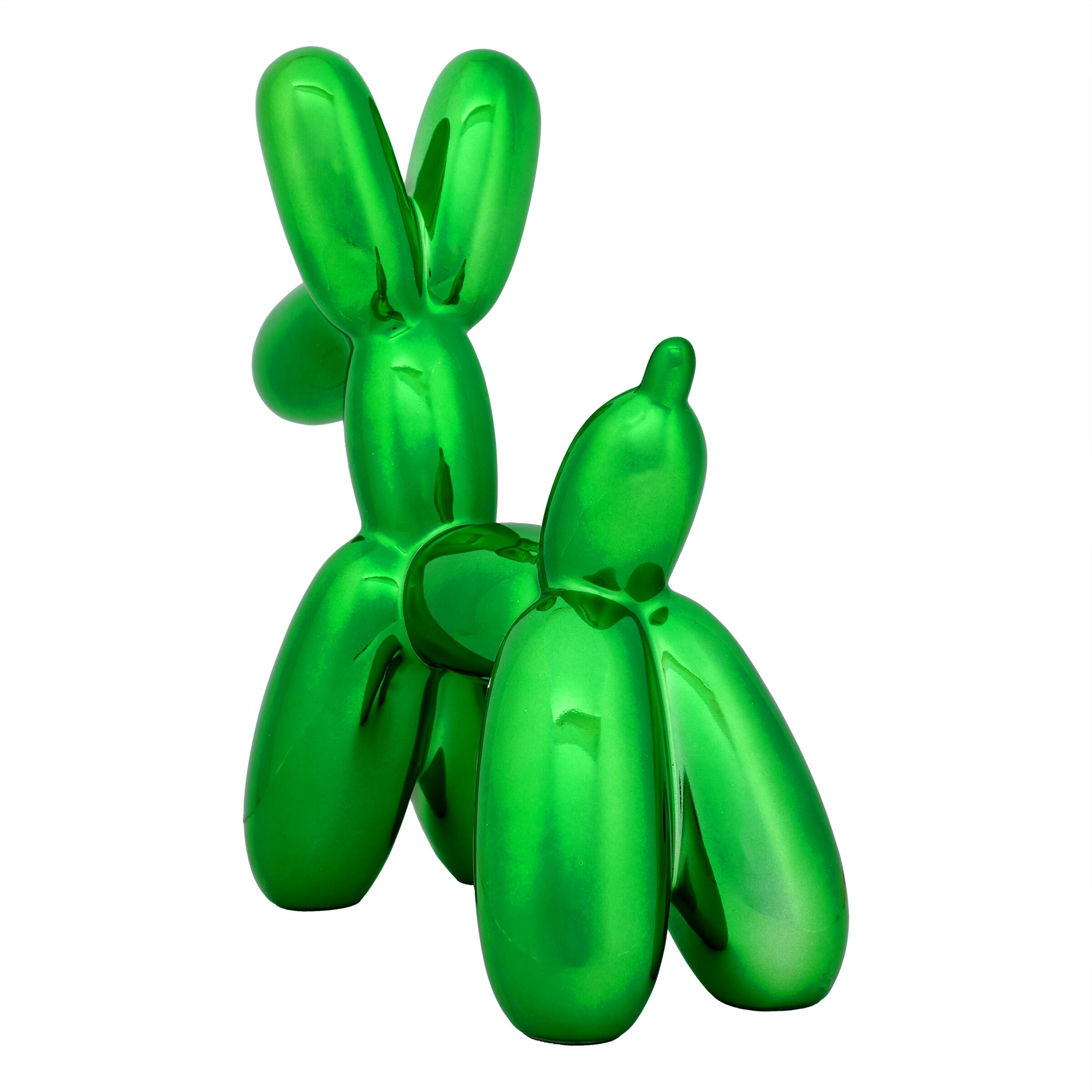 11" Electroplated Green Balloon Dog Figurine