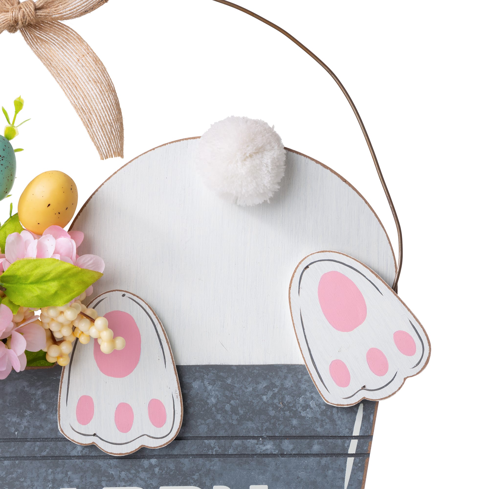 Glitzhome® 18" Easter Wooden Bunny Eggs Wall Décor