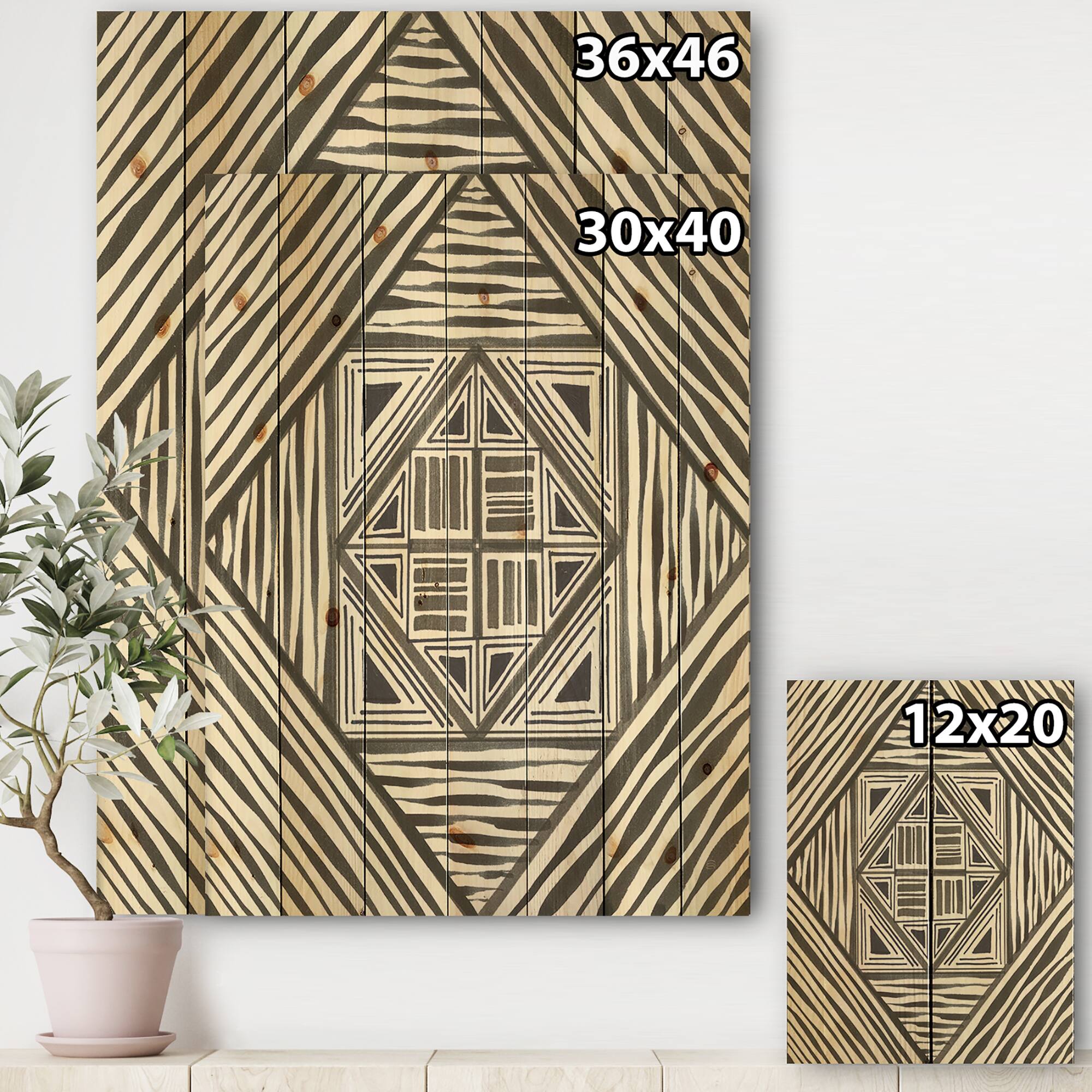 Designart - Minimalist Graphics II - Transitional Print on Natural Pine Wood