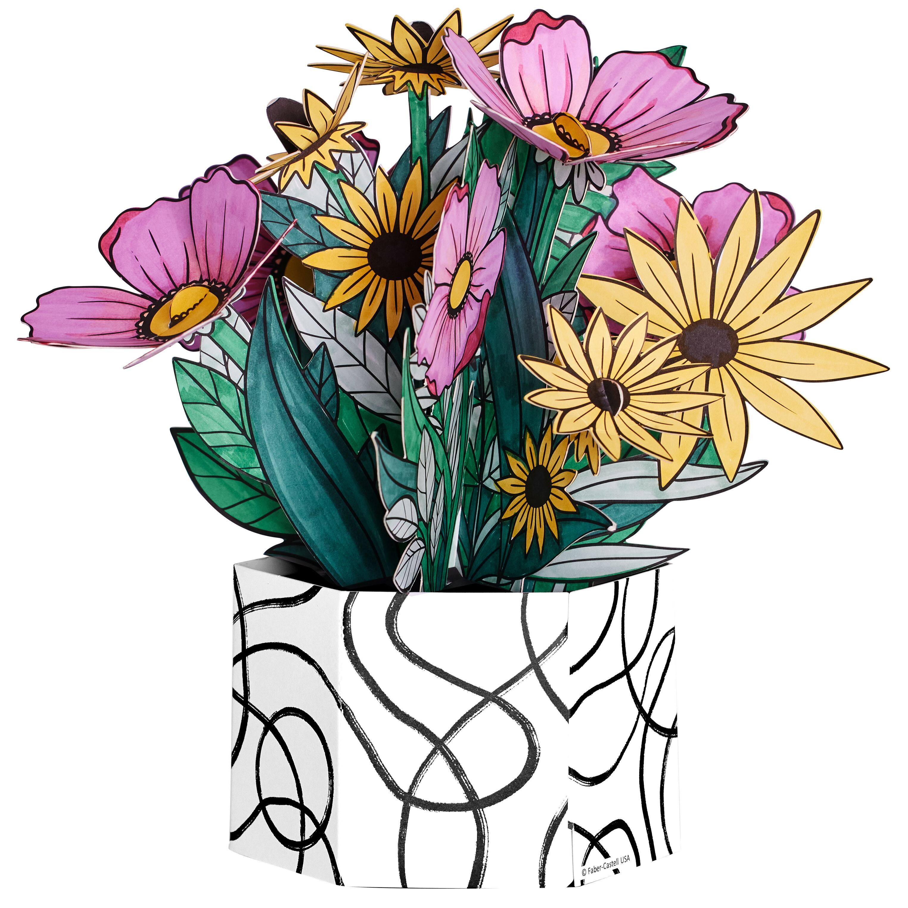 Faber-Castell&#xAE; Pop Up Coloring Wildflower Bunch Bouquet Kit