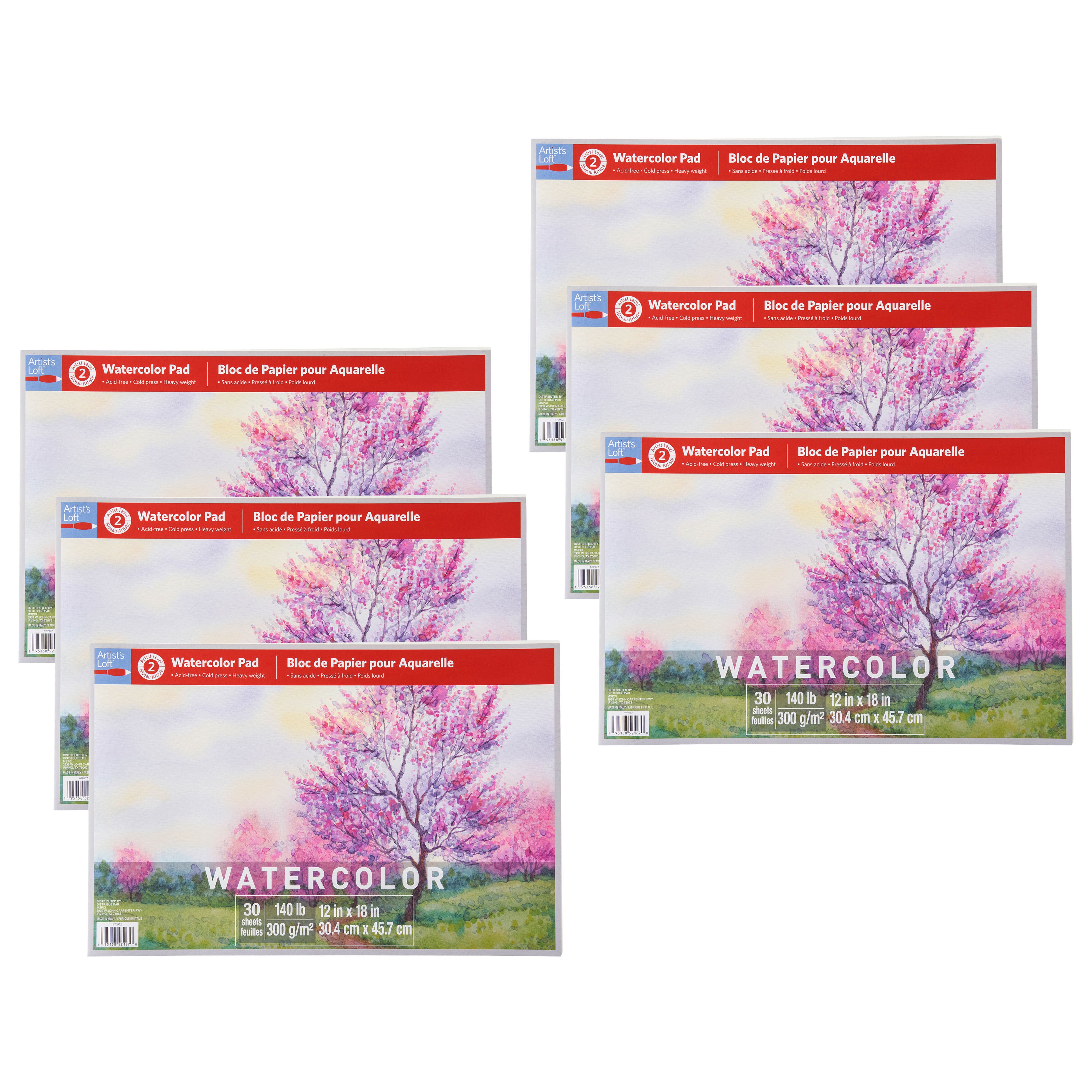 6 Pack: Level 2 Watercolor Pad by Artist's Loft™