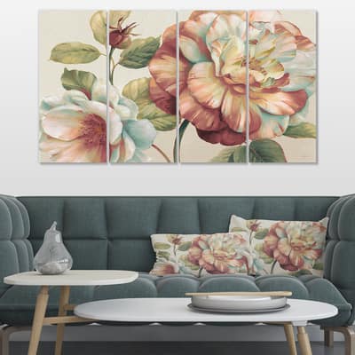 Designart - Romantic Dark Rose Blossing Flowers - Floral Premium Canvas ...