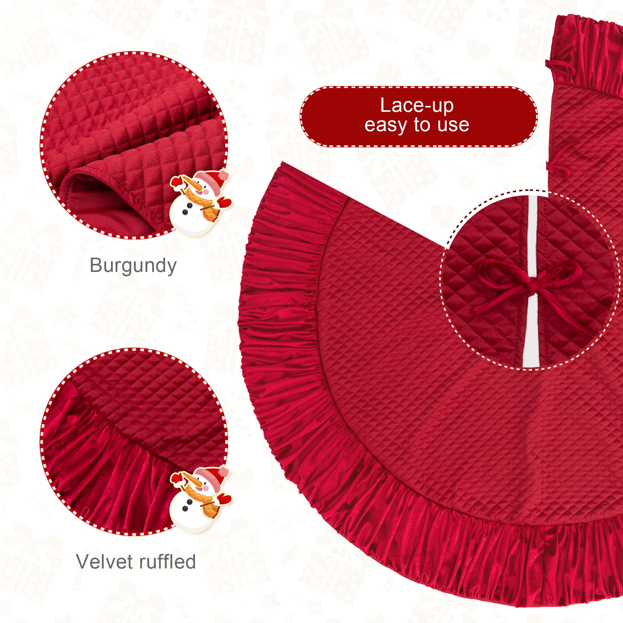 Glitzhome&#xAE; Deluxe Velvet Ruffled Christmas Tree Skirt