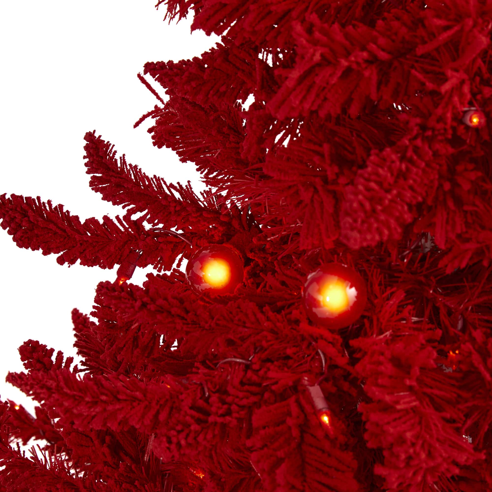 4ft. Pre-Lit Red Flocked Fraser Fir Artificial Christmas Tree with Red Lights