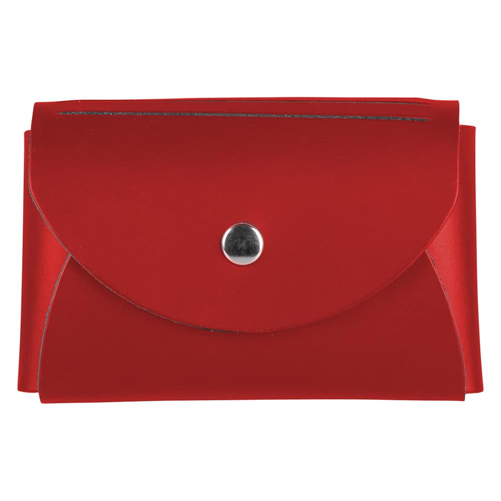 JAM Paper Italian Leather Business Card Holder Case with Round Flap
