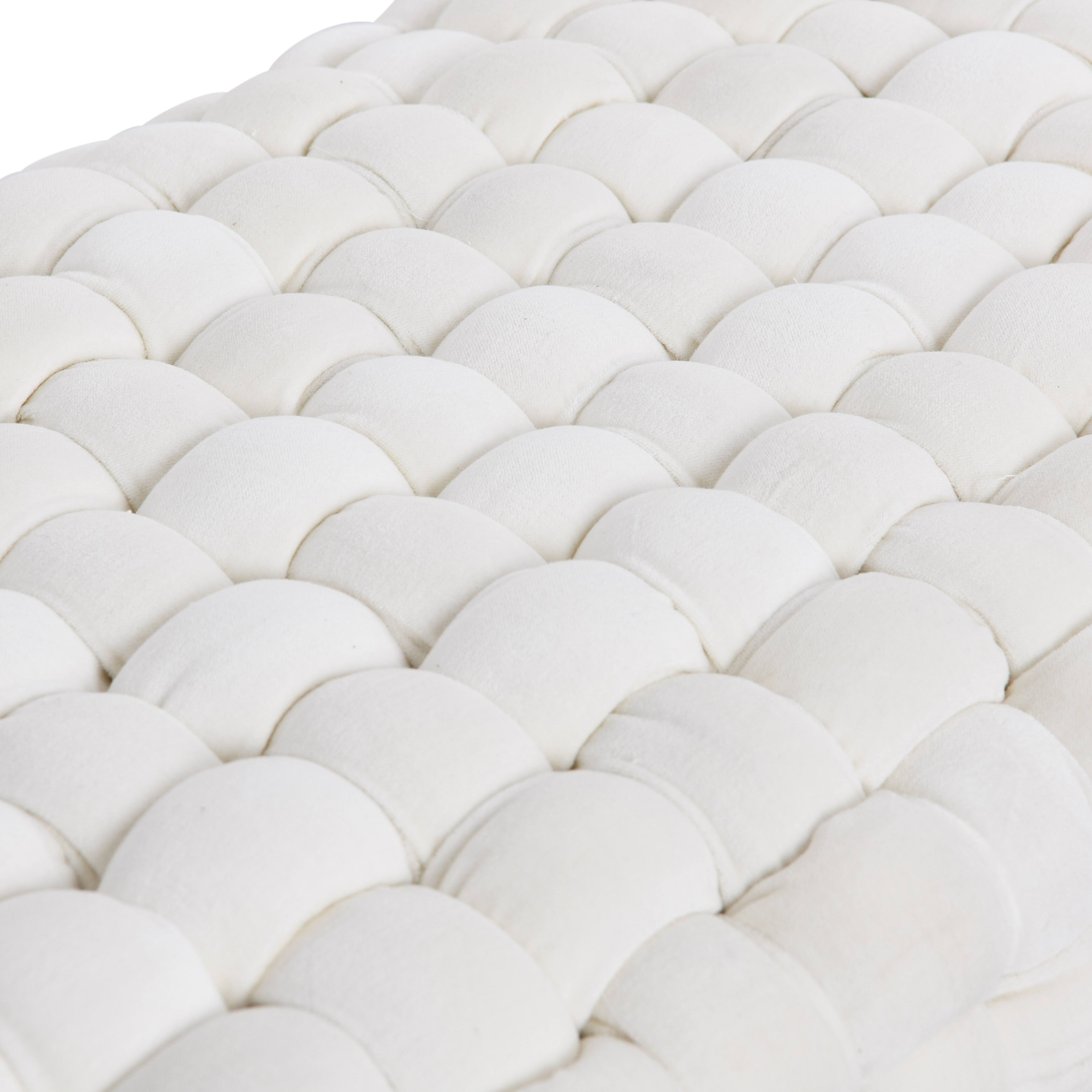 Hello Honey® Cream Chunky Woven Velvet Entryway Bench