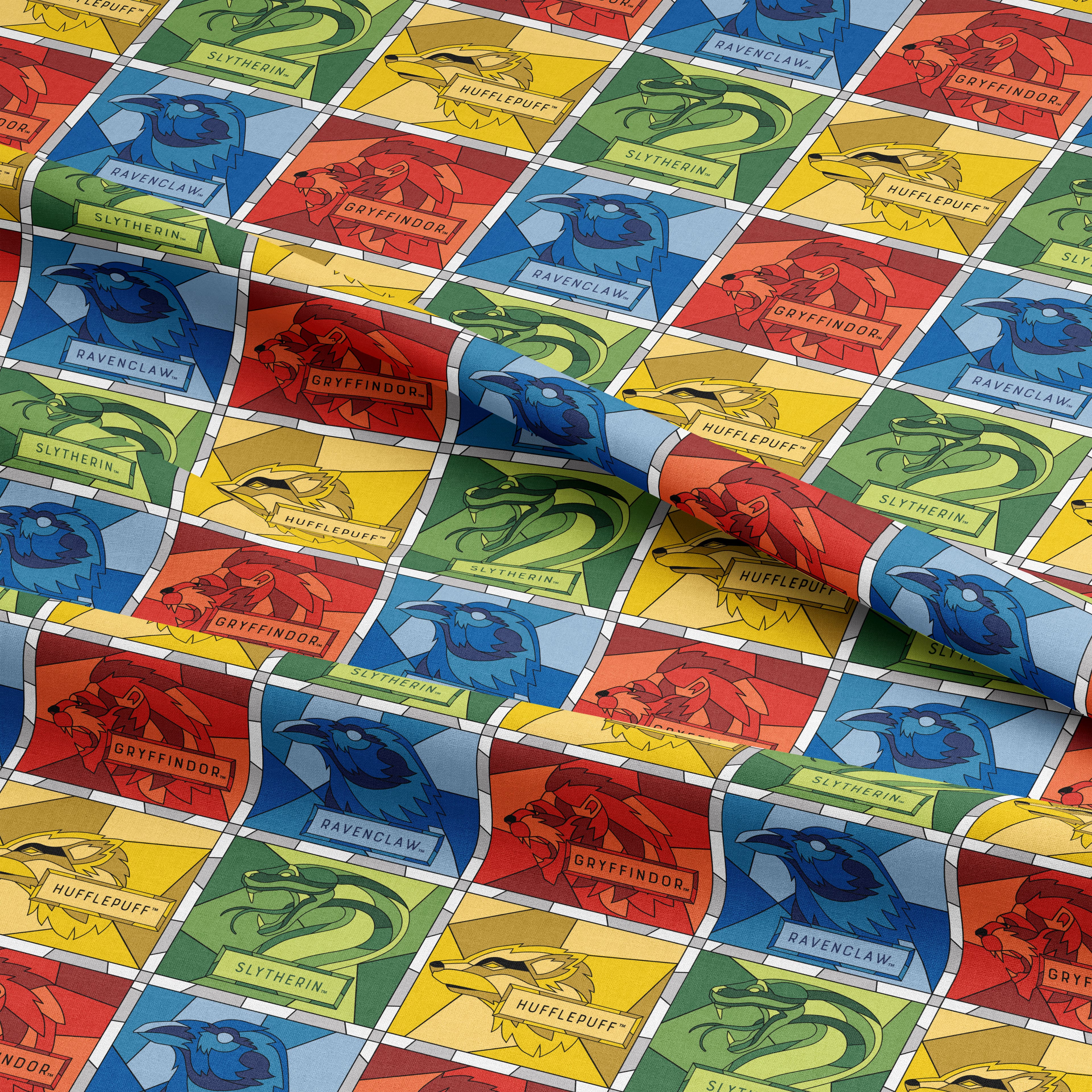 Harry Potter™ Stained Glass Blocks Cotton Fabric