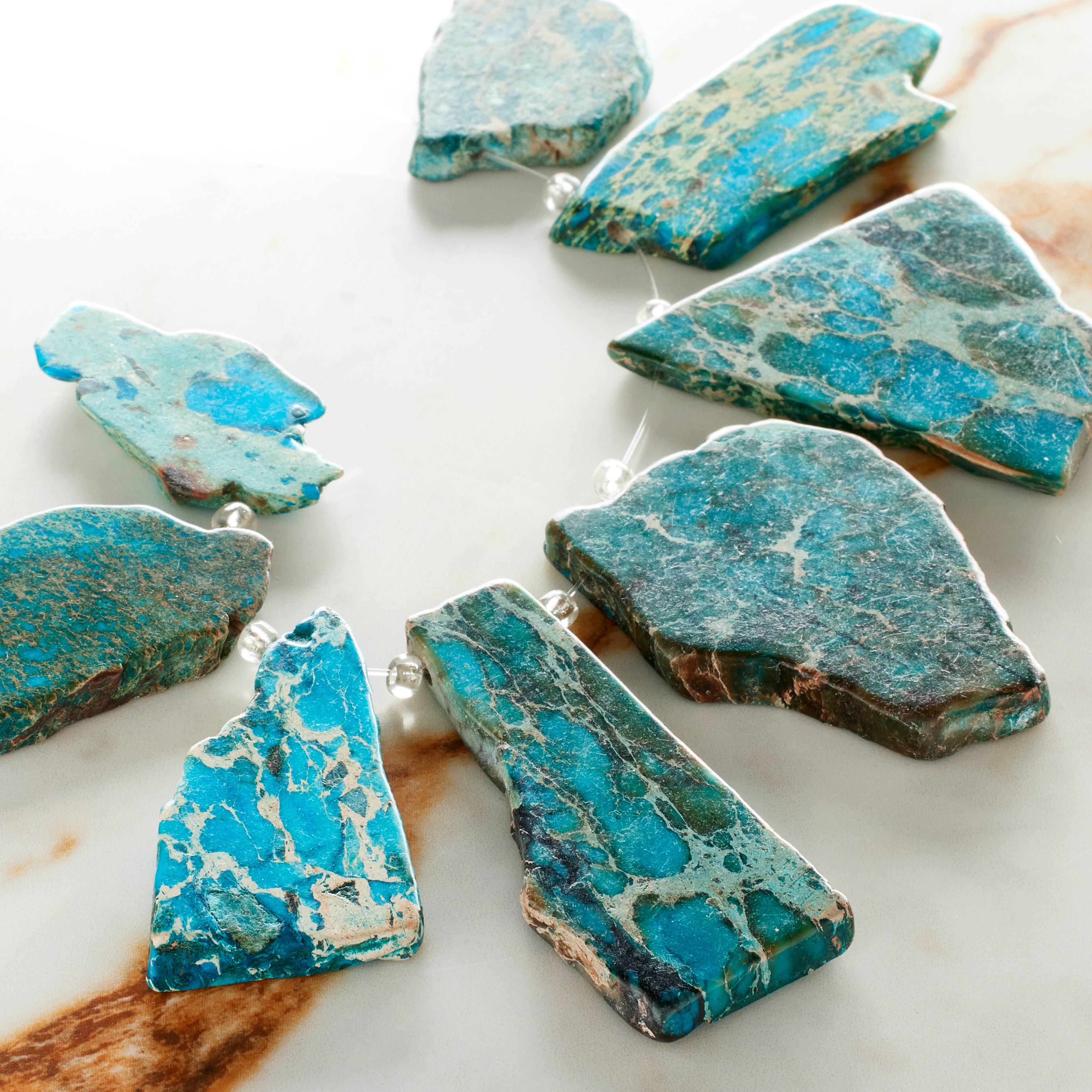 12 Pack:  Blue Imperial Jasper Nugget Beads by Bead Landing&#x2122;