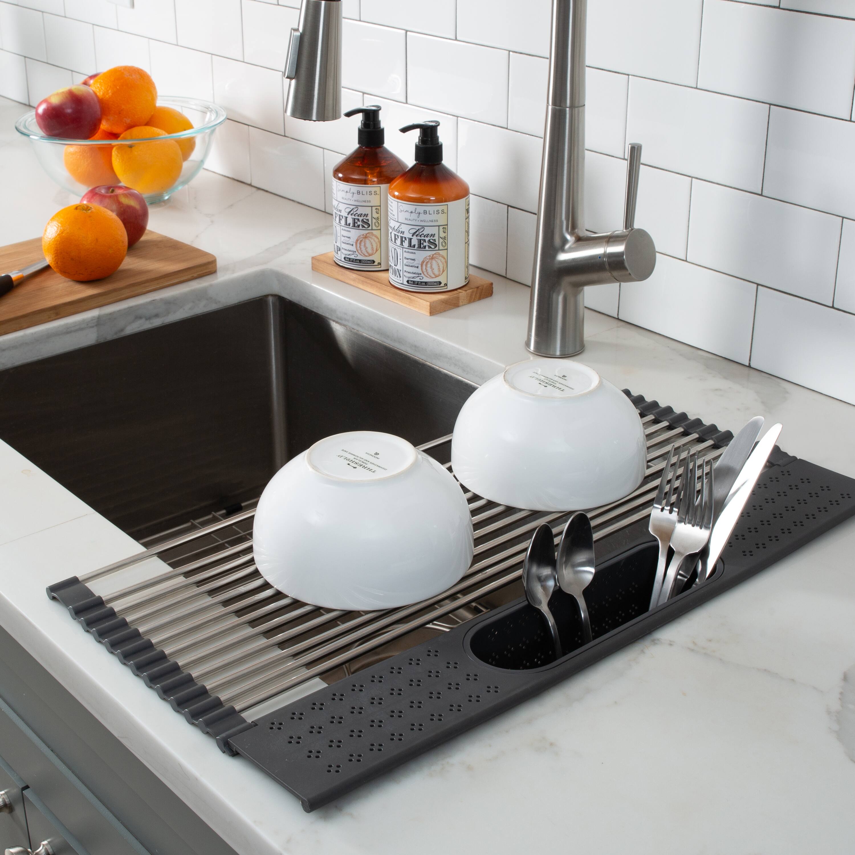 Kitchen Details Over the Sink Drying Rack with Utensil Holder