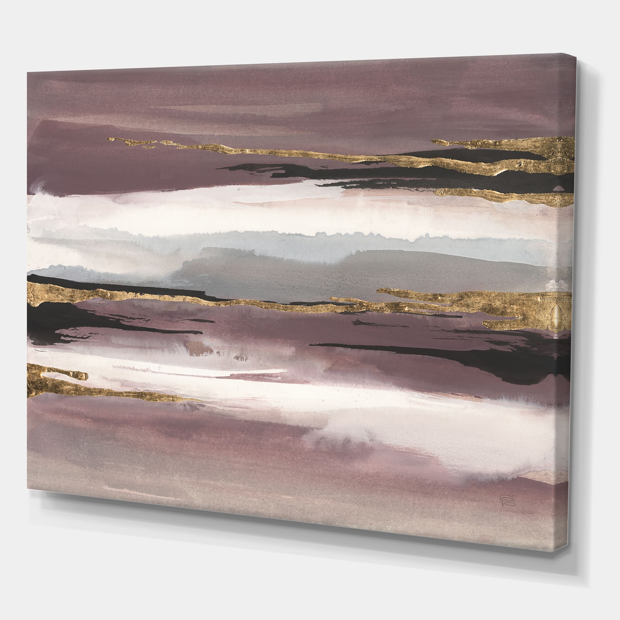 Designart - Purple Glam Storm I - Glam &#x26; Shabby Chic Canvas Artwork