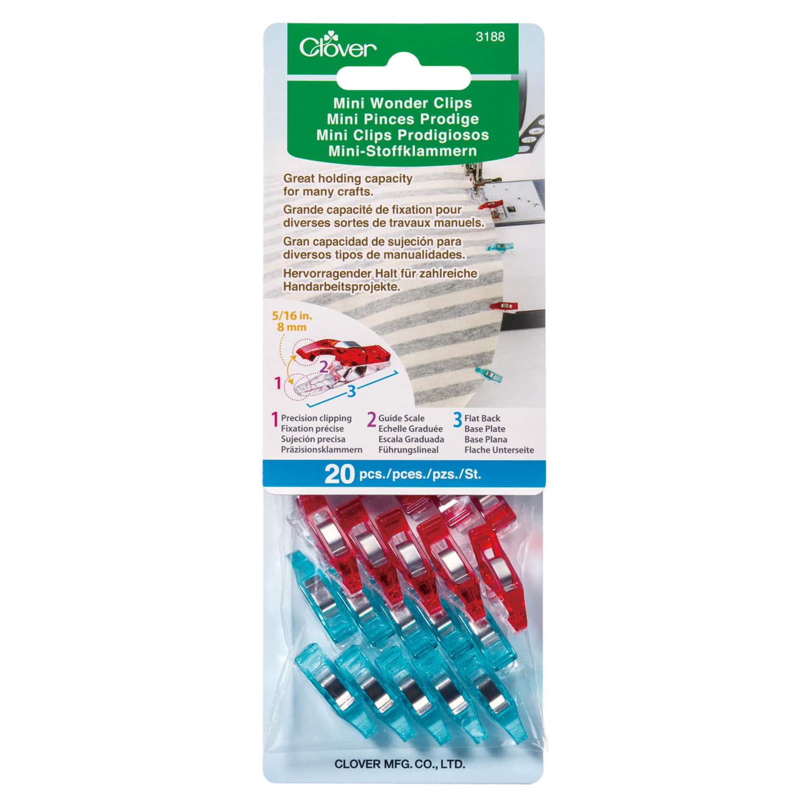 12 Packs: 20 ct. (240 total) Clover Blue &#x26; Red Wonder Clips