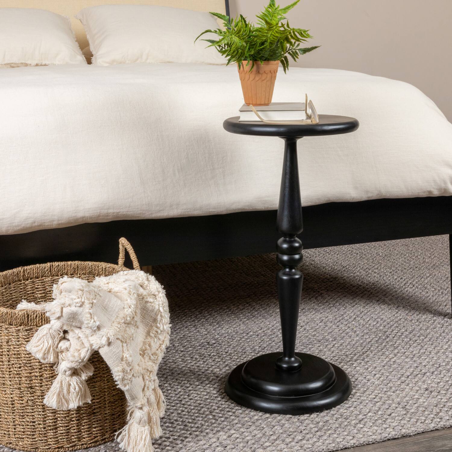 Hello Honey® 25" Black Bishop Pedestal Cocktail Side Table