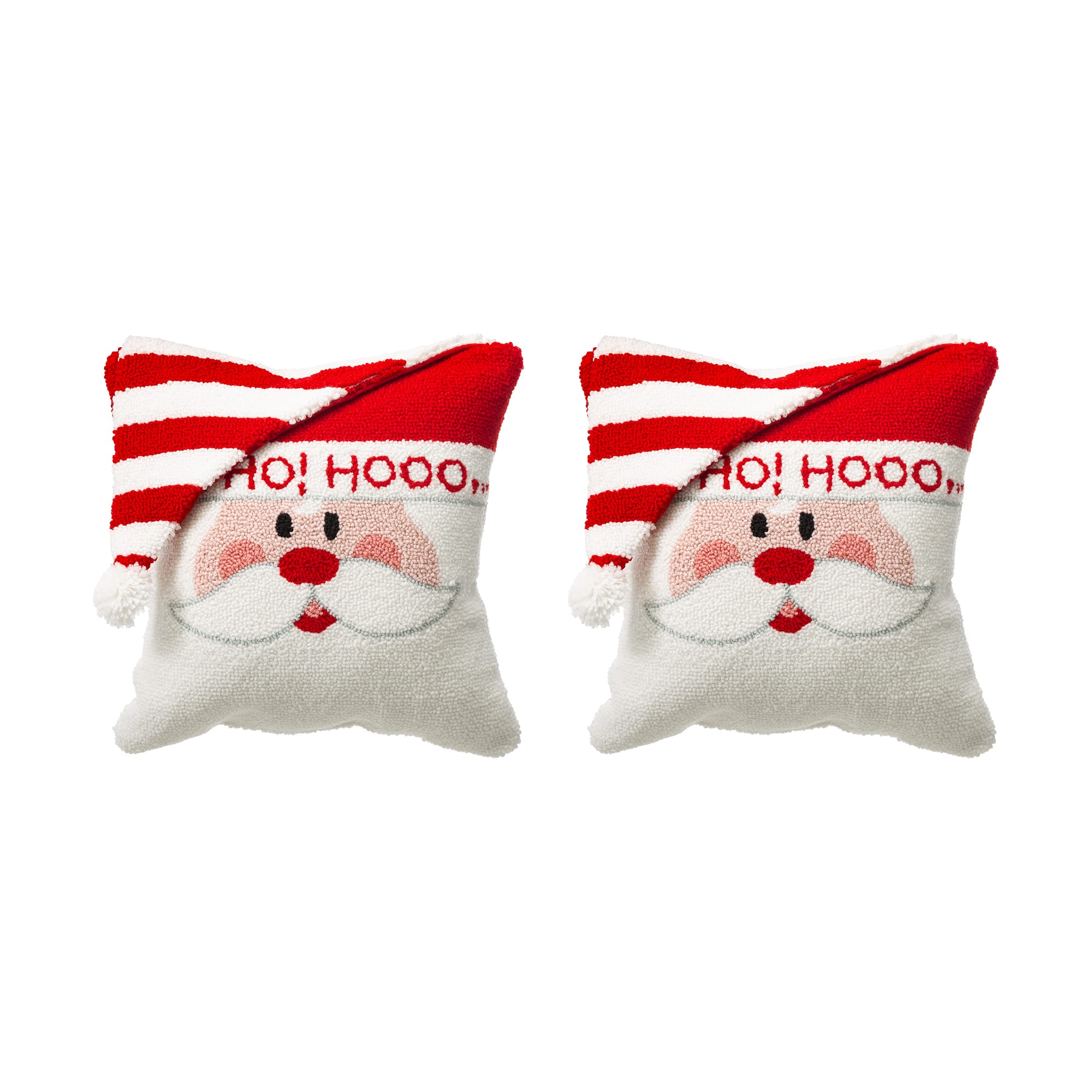 Glitzhome&#xAE; Hooked 3D Santa Throw Pillow Set