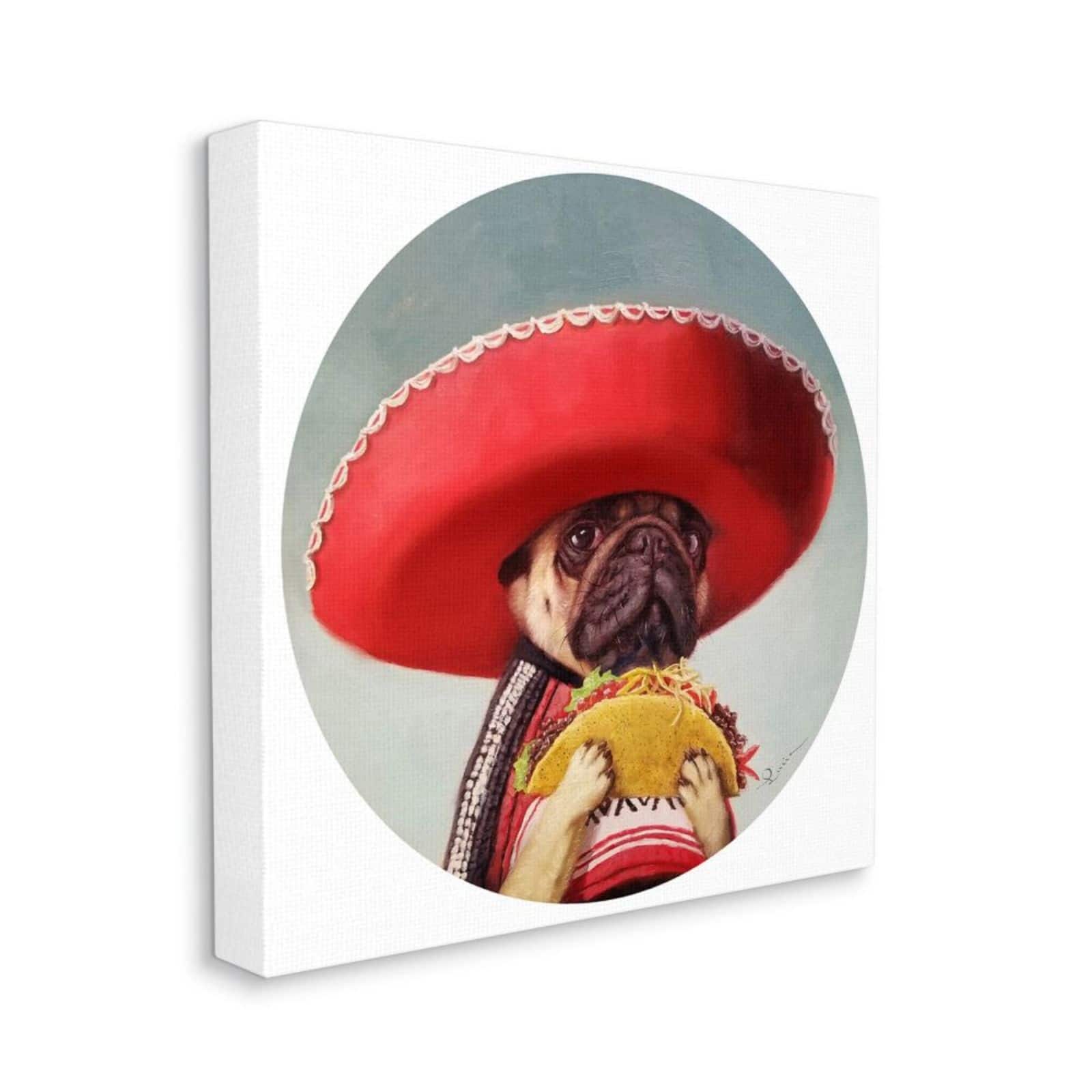 Stupell Industries Pug in Sombrero with Taco Wall Accent