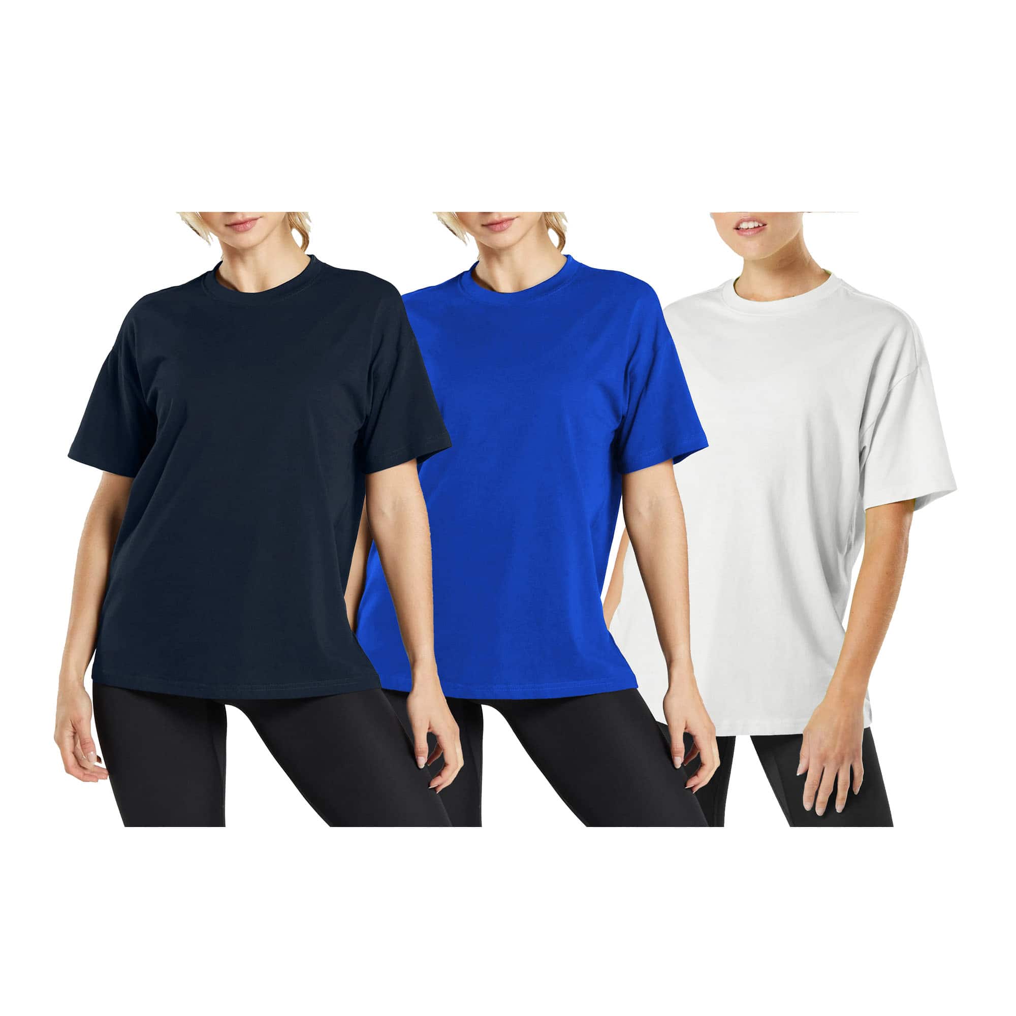 Galaxy by Harvic Loose Fit Crew Neck Women&#x27;s T-Shirt 3 Pack