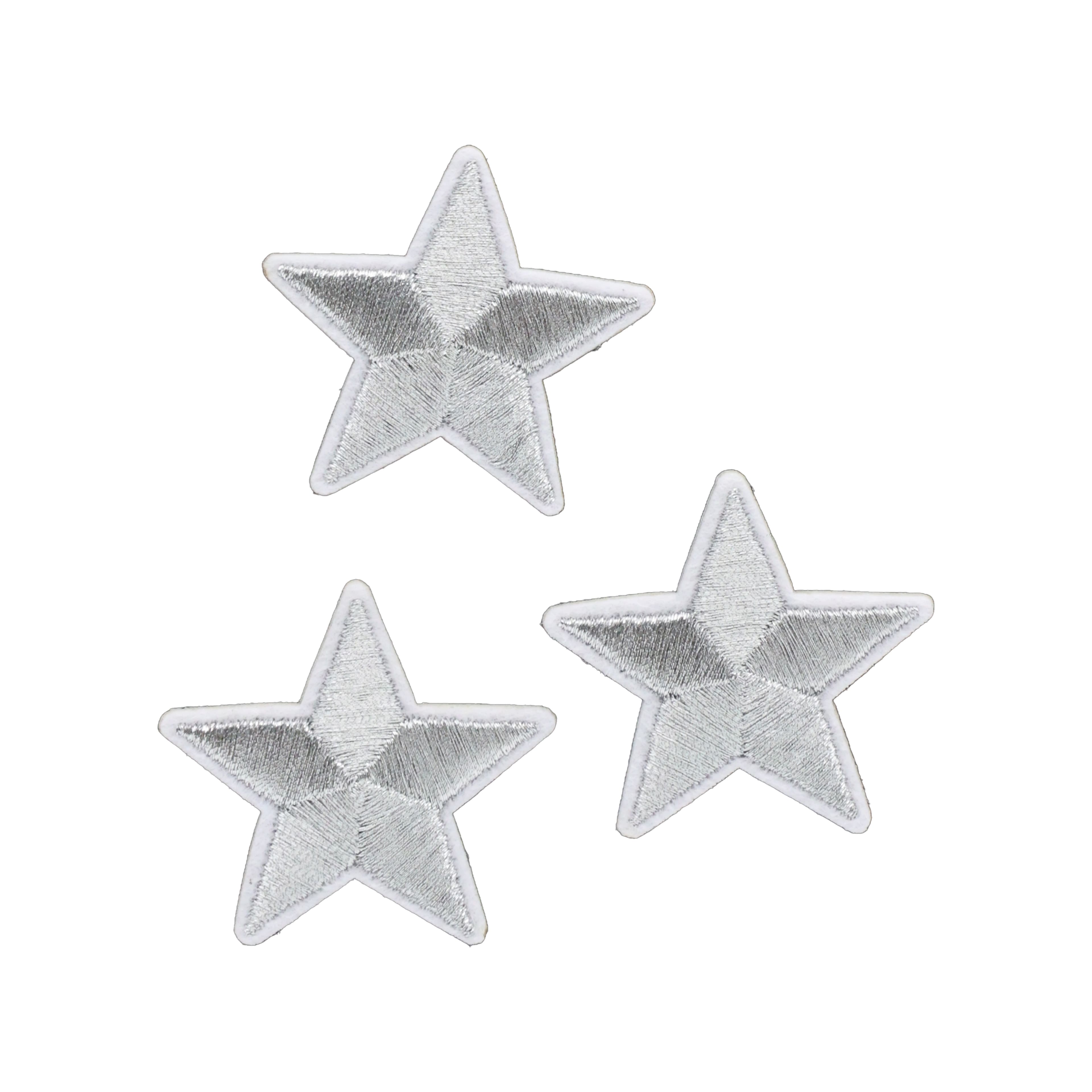 Silver Star Iron On Patches, 3ct. by Make Market&#xAE;