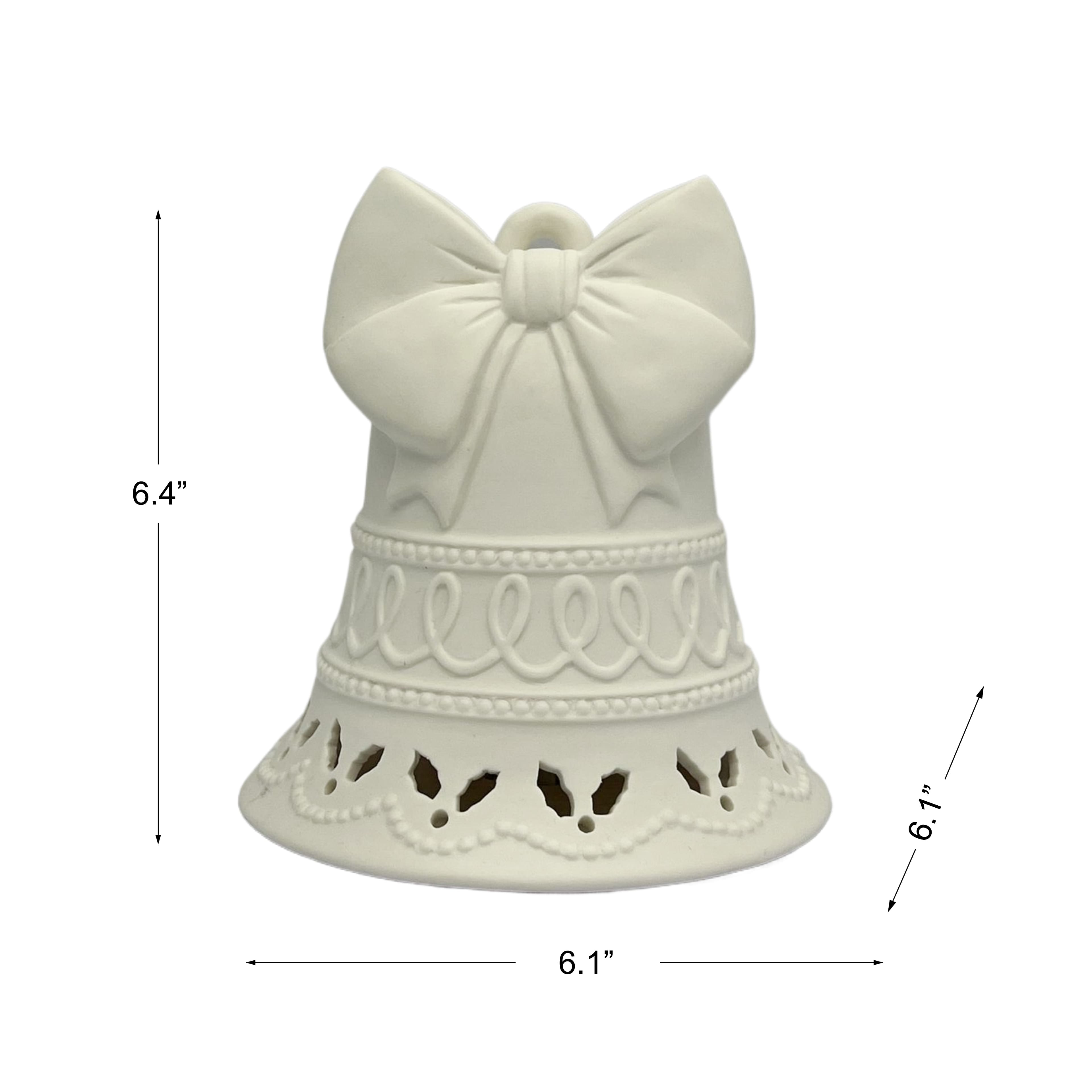 6.5&#x22; LED DIY Ceramic Holly Bell D&#xE9;cor by Make Market&#xAE;