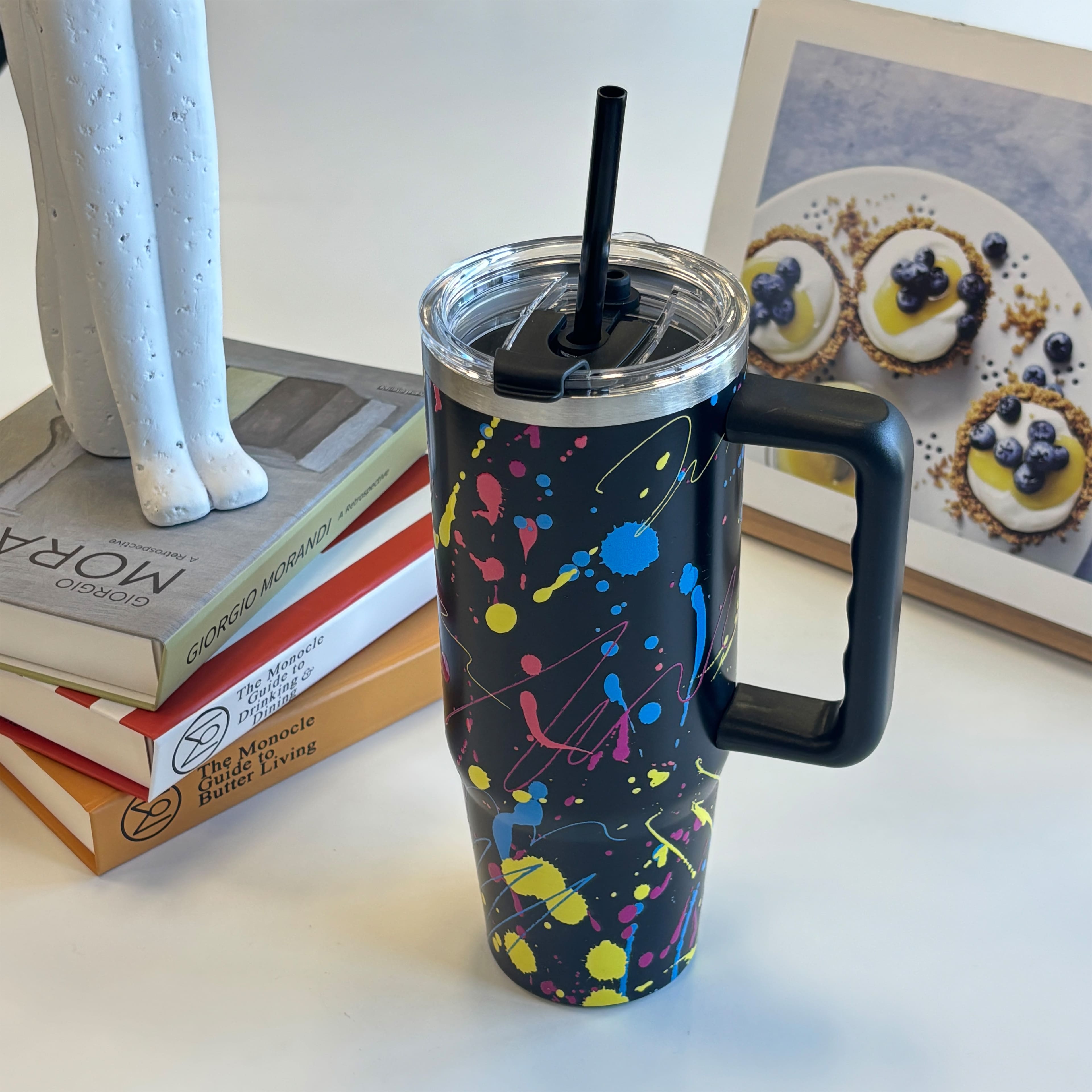 30oz. Black Splatter Stainless Steel Insulated Tumbler by Celebrate It&#x2122;