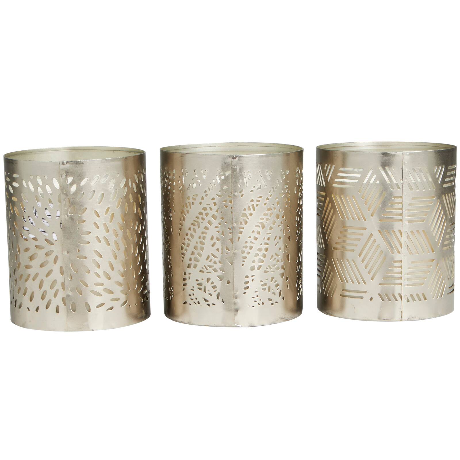 White Wax Vanilla Marshmallow Scented Candle with Geometric Silver Containers, 3ct.