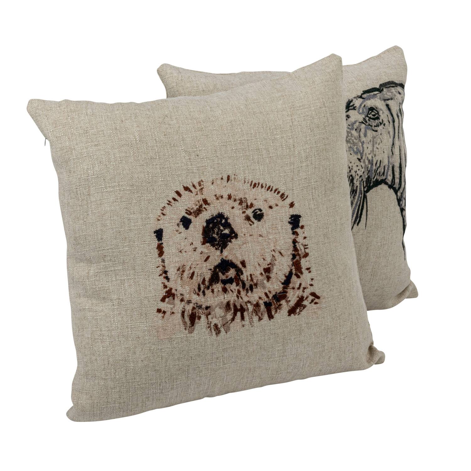 Hello Honey® Embroidered Animal Design Linen Pillow Set