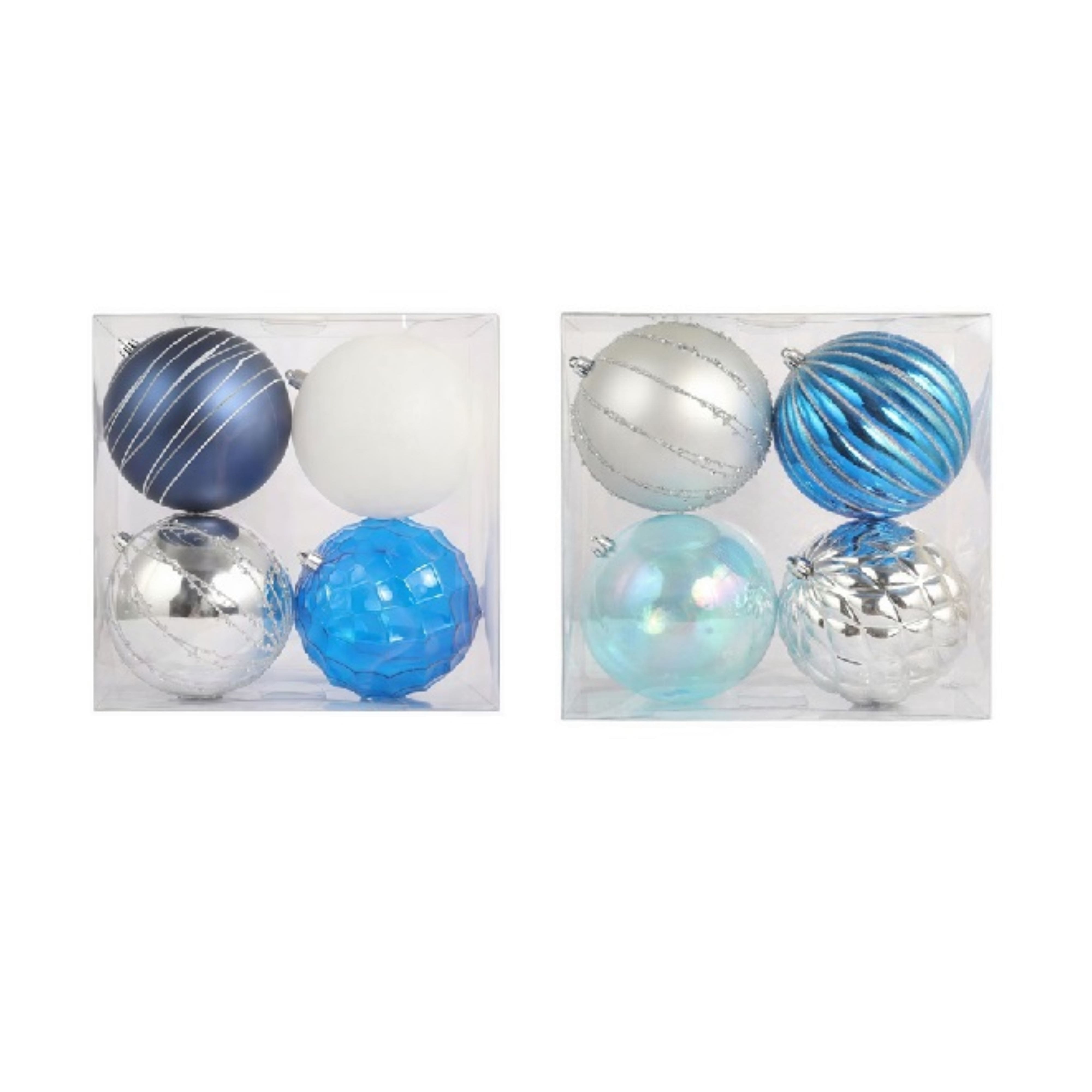 Assorted 4 Pack 4.7&#x22; Blue &#x26; Silver Shatterproof Ball Ornaments, 1pc. by Ashland&#xAE;