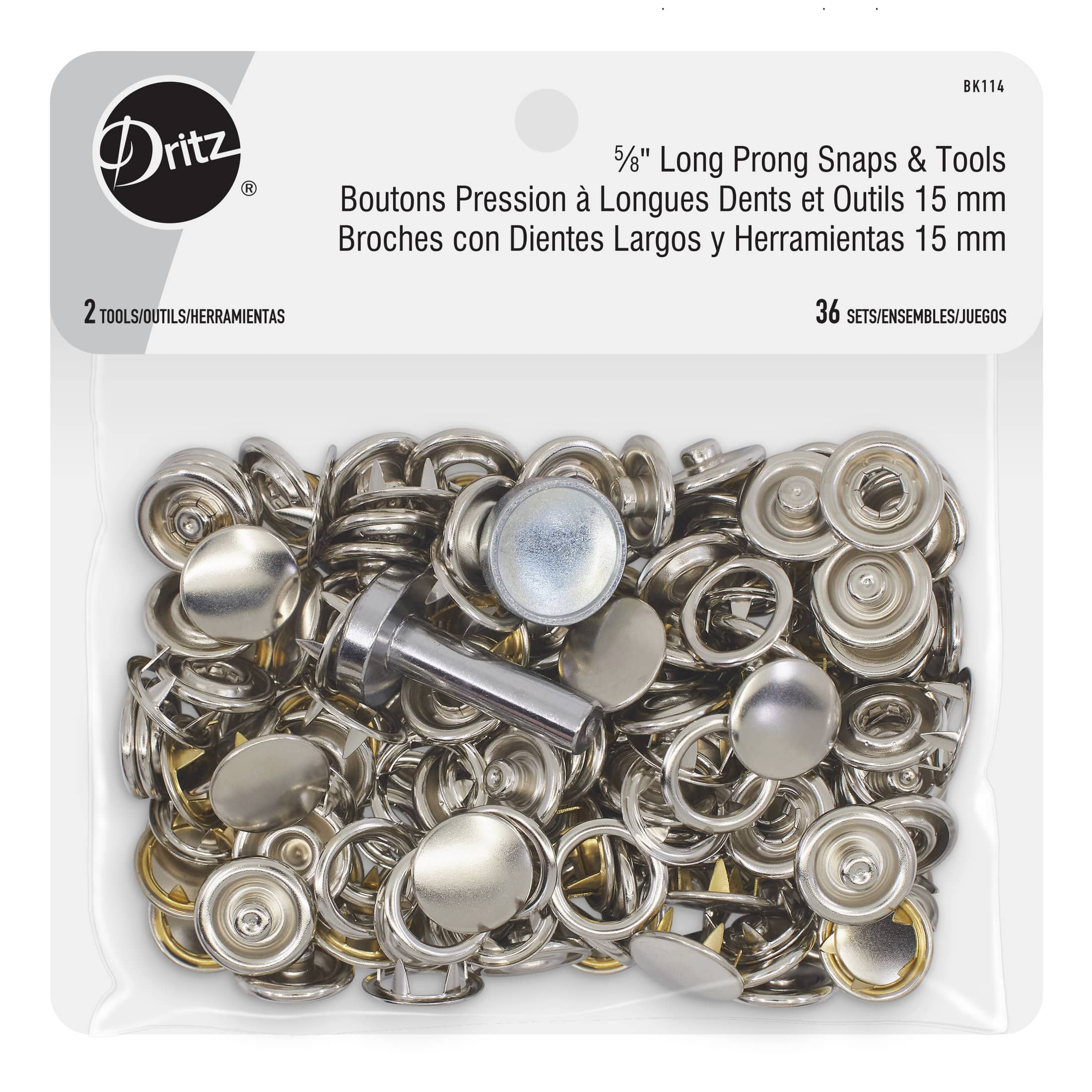 Dritz Heavy Duty Snaps 5/8 7/Pkg-Nickel