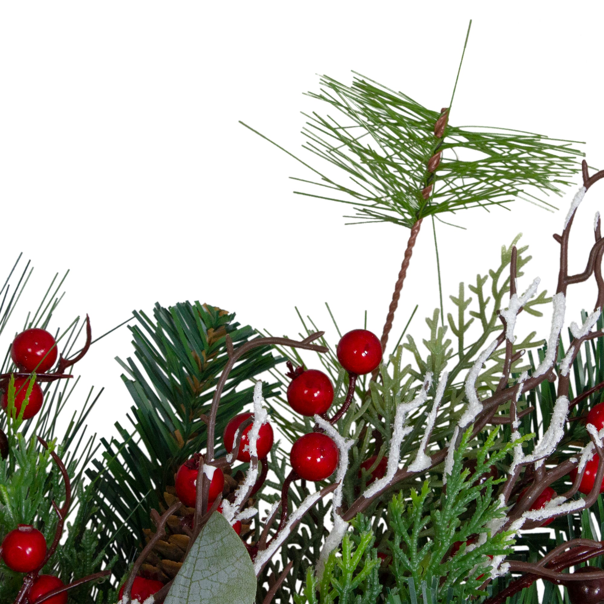 24" Flocked Dual Plaid And Berries Artificial Wreath