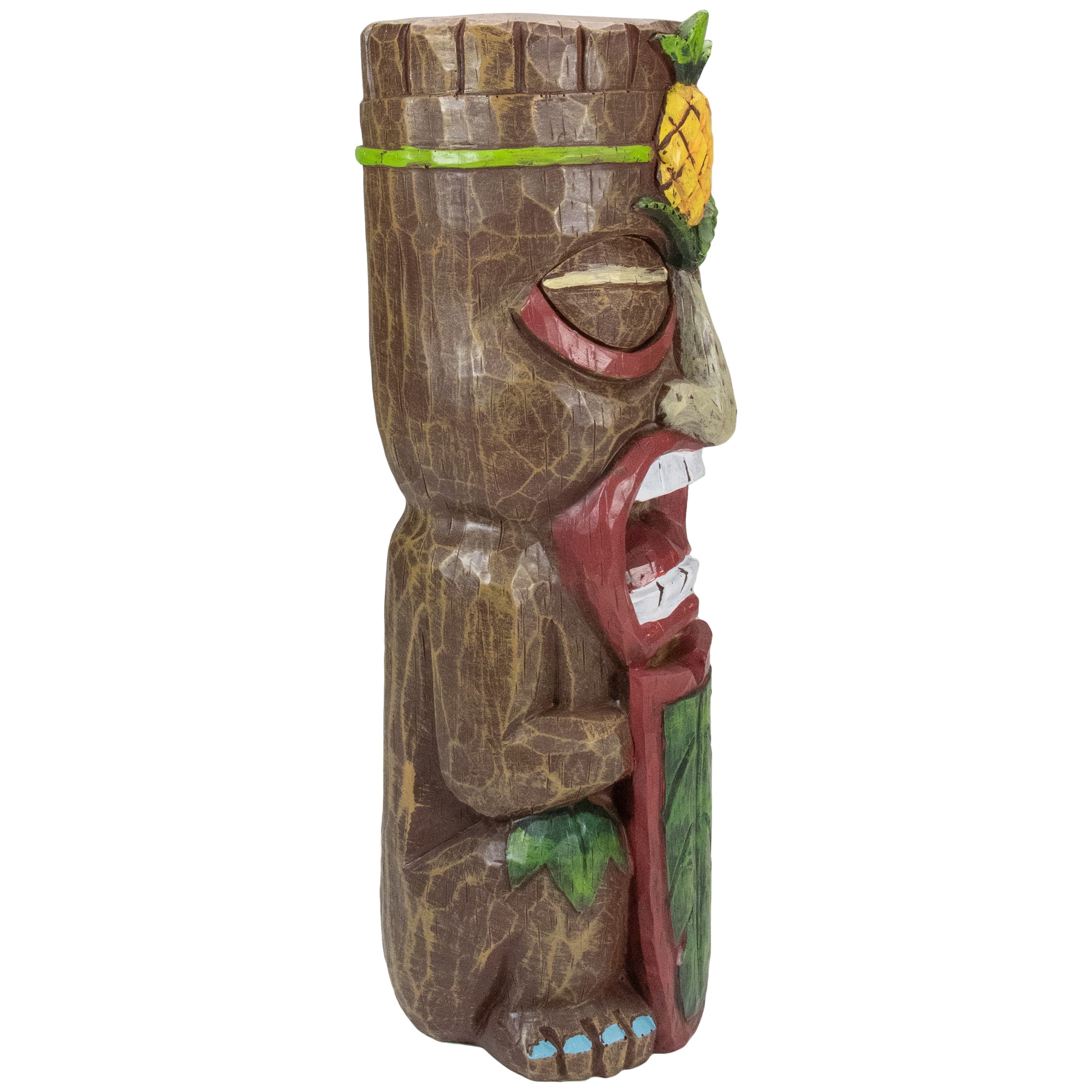 16&#x22; Solar Lighted Polynesian Outdoor Garden Tiki Statue