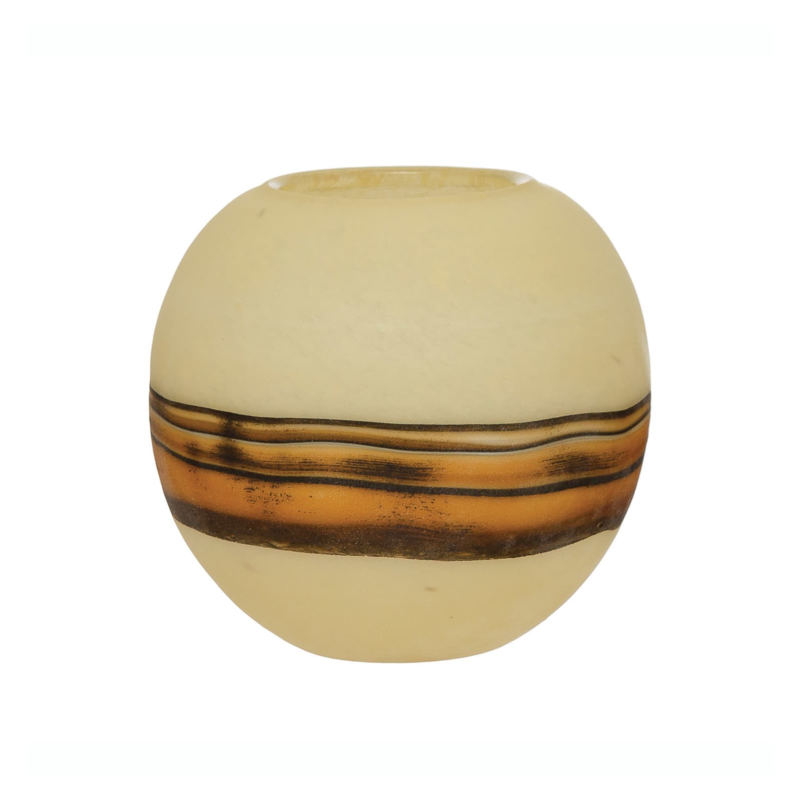 Hello Honey&#xAE; 5&#x22; Hand-Blown Frosted Art Glass Vase with Multi Color Stripe