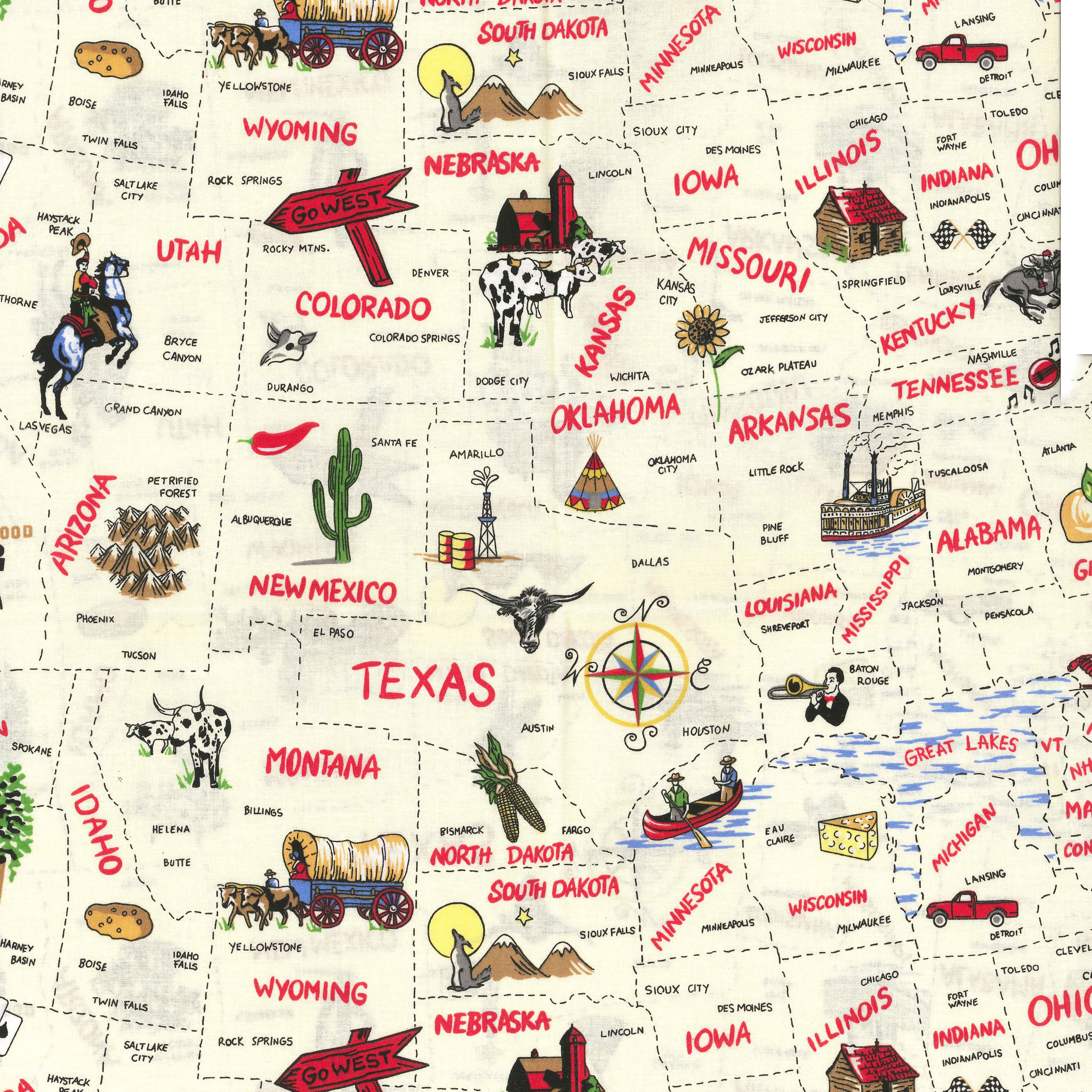 Fabric Traditions United States Map Cotton Fabric