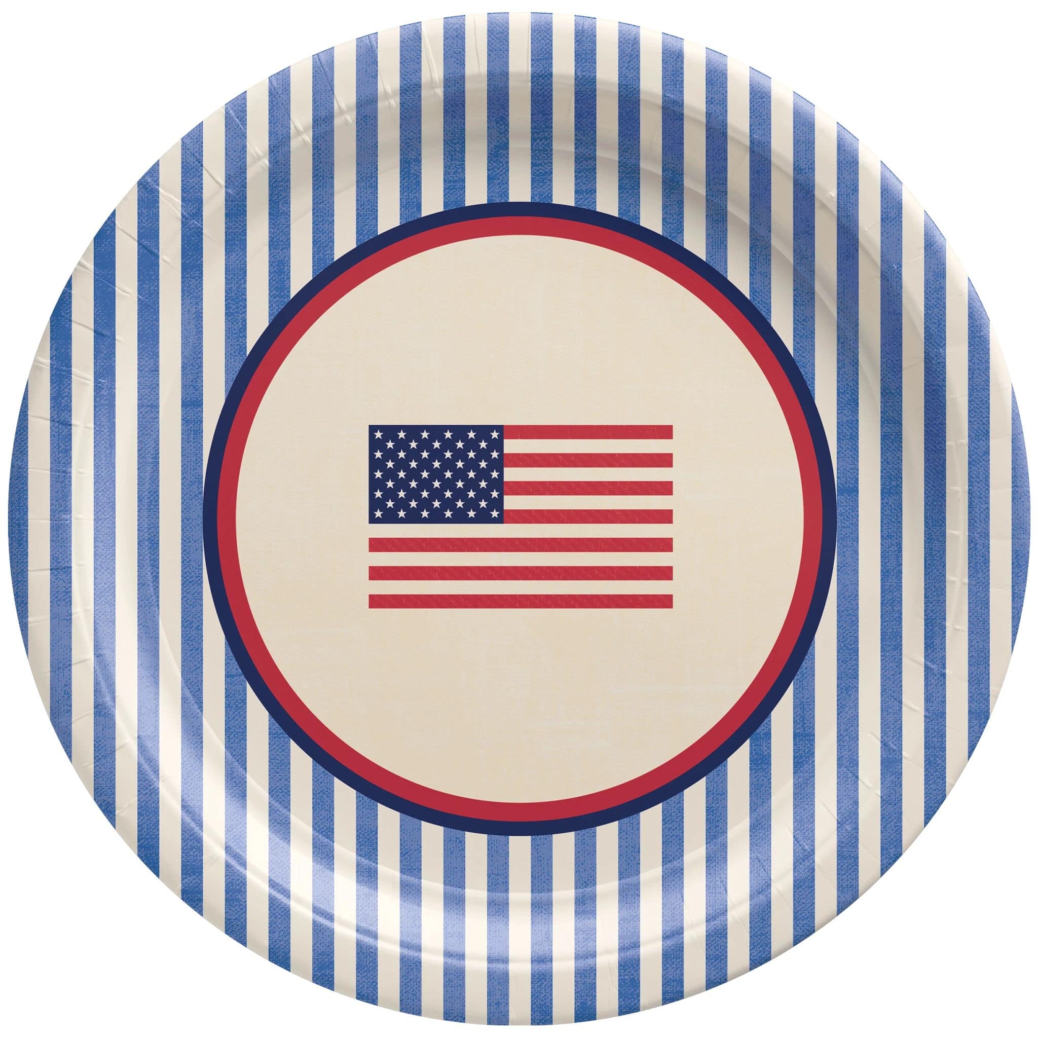 10.5&#x22; Americana Stripe Round Paper Dinner Plates, 32ct.