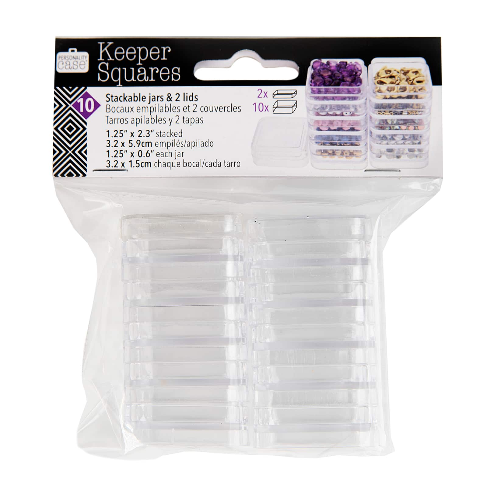 The Beadsmith&#xAE; Personality Case Square Stacker Jar Set