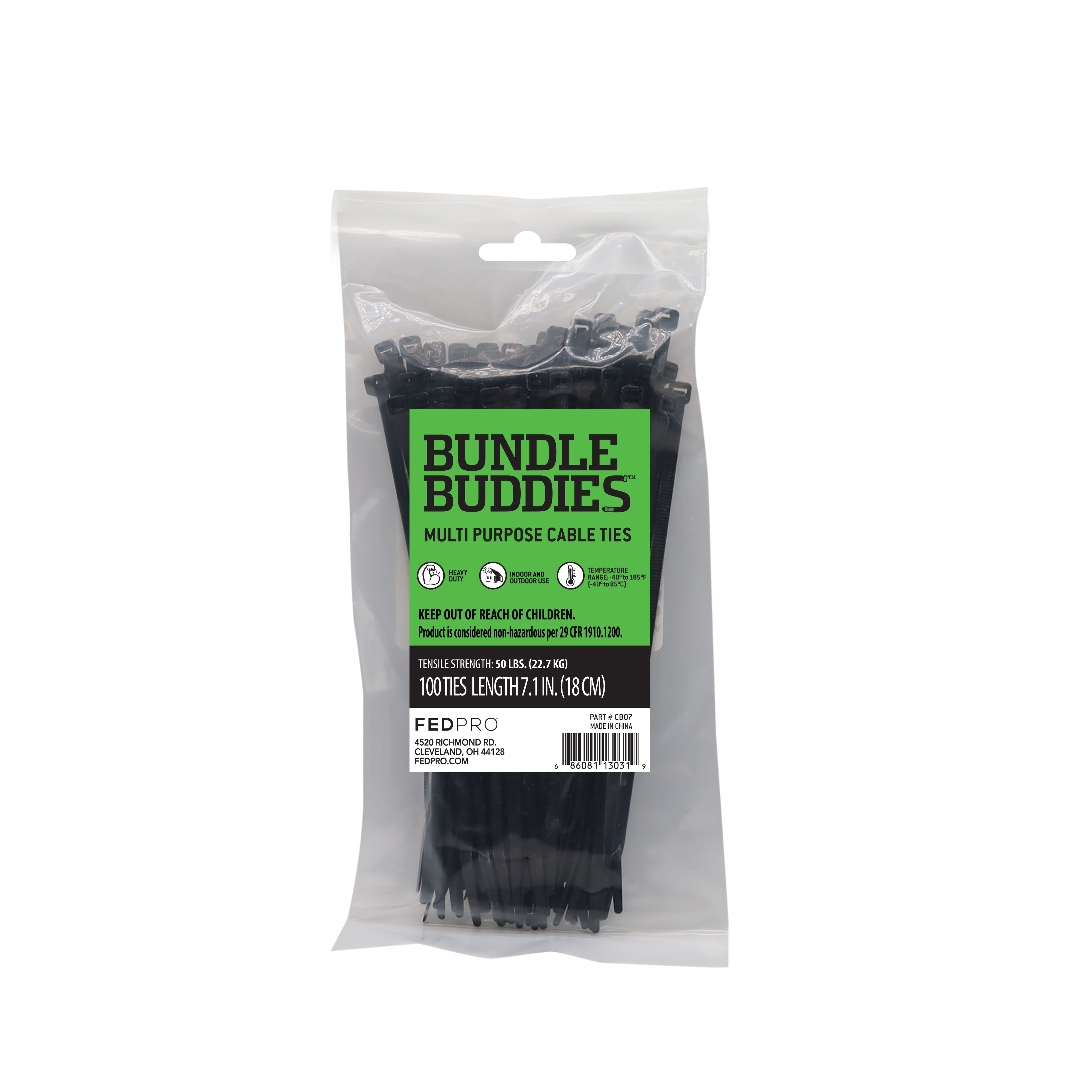 Bundle Buddies&#x2122; 7&#x22; Black Multi-Purpose Cable Ties, 100ct.