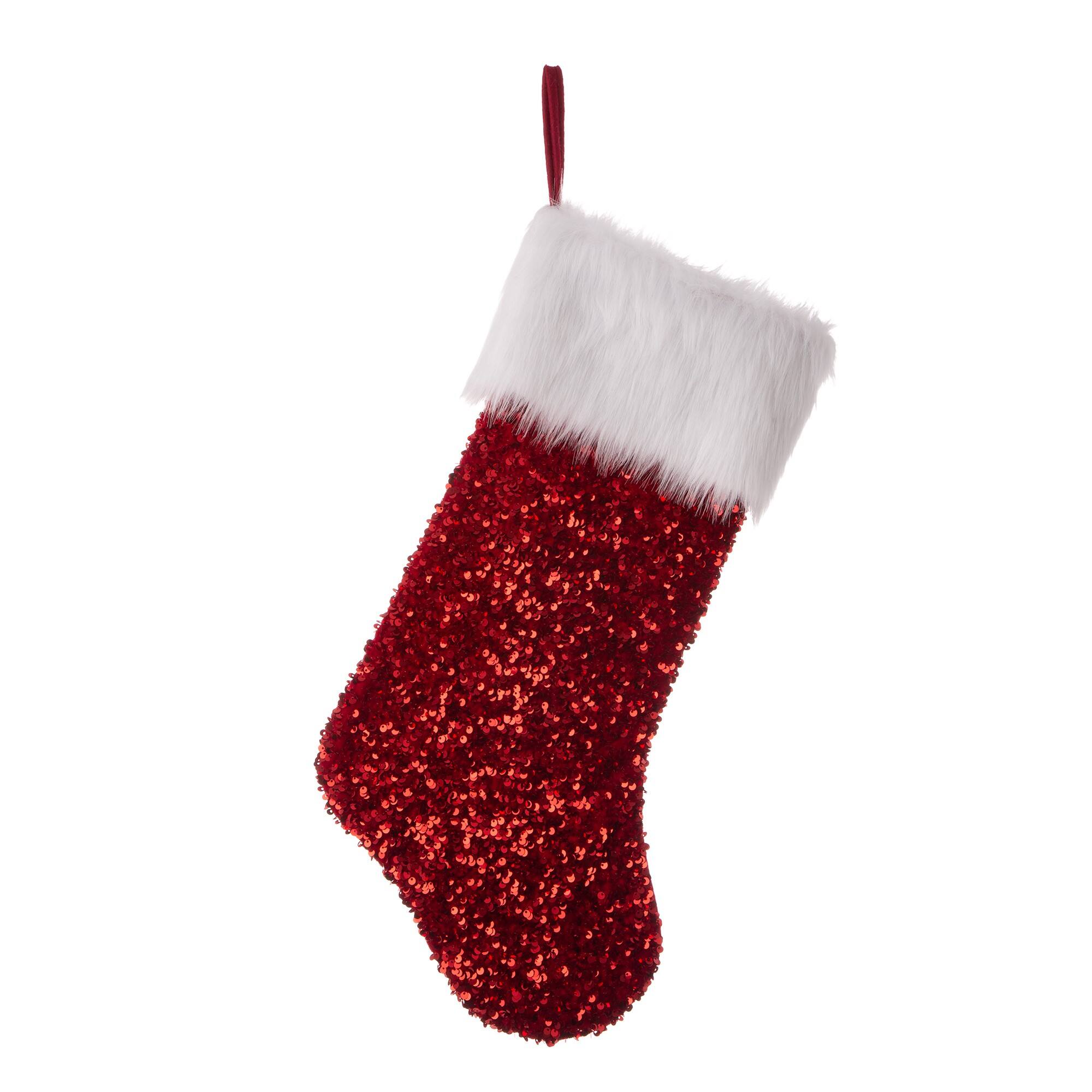 Glitzhome&#xAE; 21&#x22; Red Sequin Stocking, Set Of 2