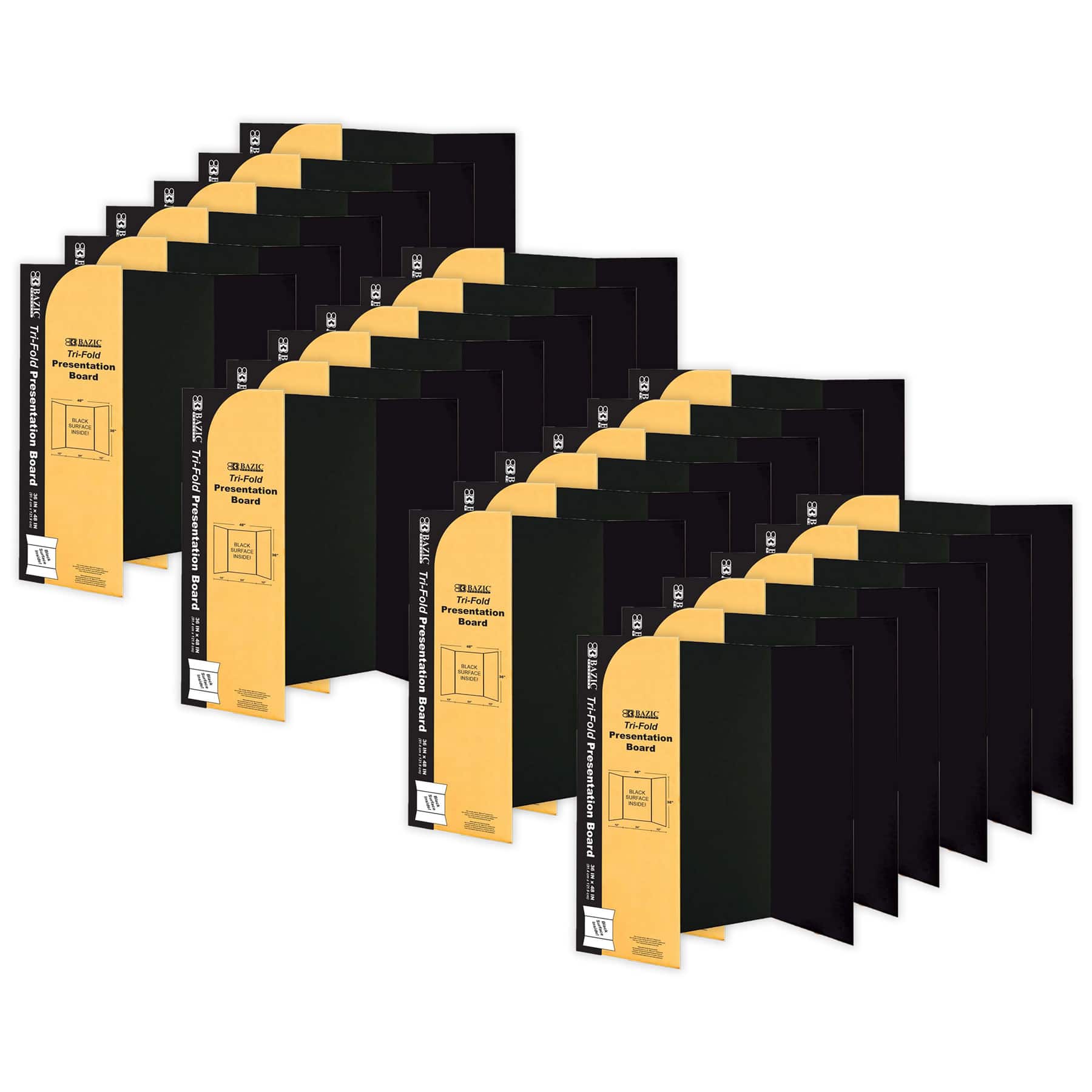 BAZIC Products® 36" x 48" Black Tri-Fold Corrugated Presentation Boards, 24ct.
